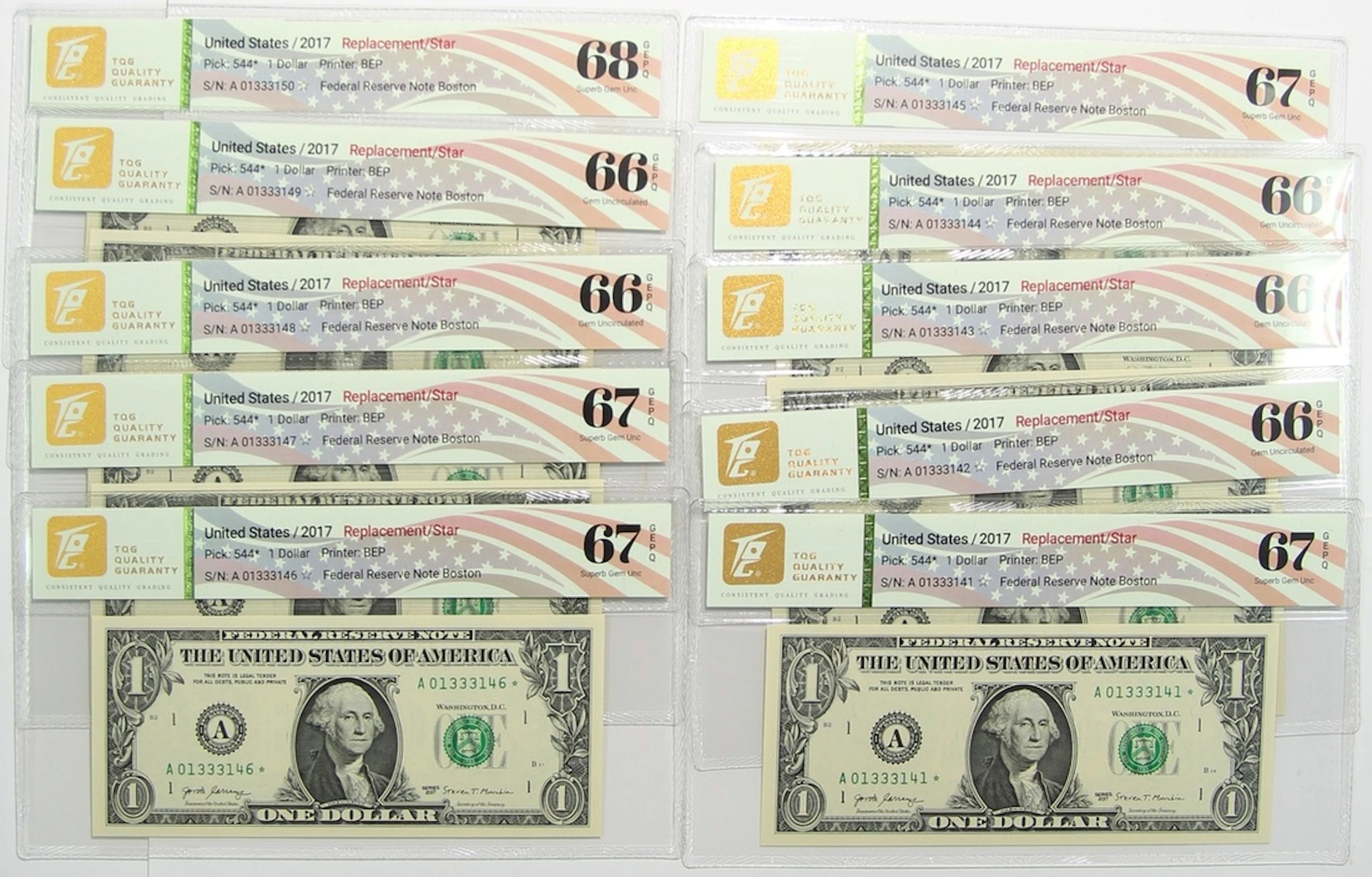 United States, Federal Reserve Note, Boston, consecutive replacement