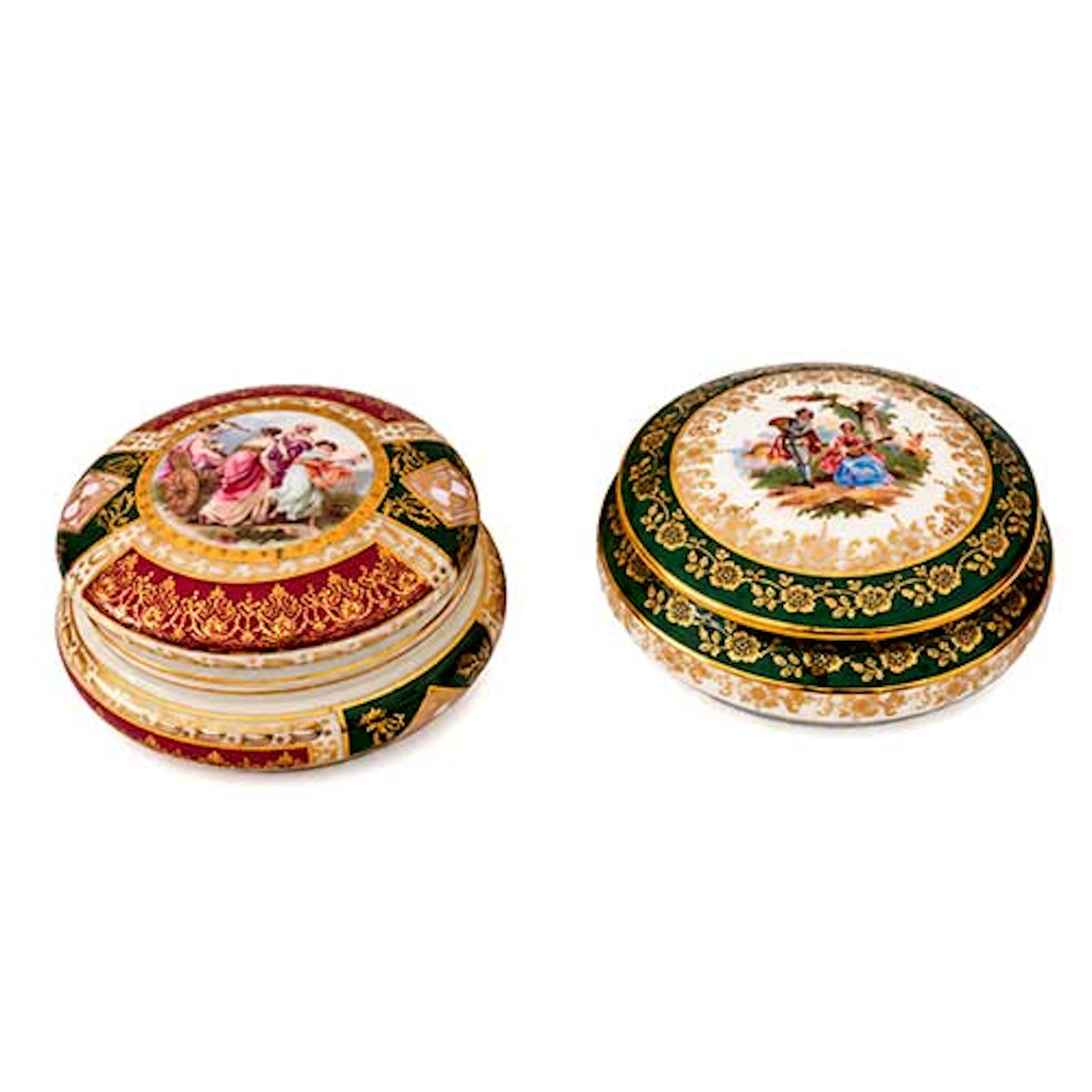 Dos cajas en porcelana, la primera Checa y la segunda Limoges.