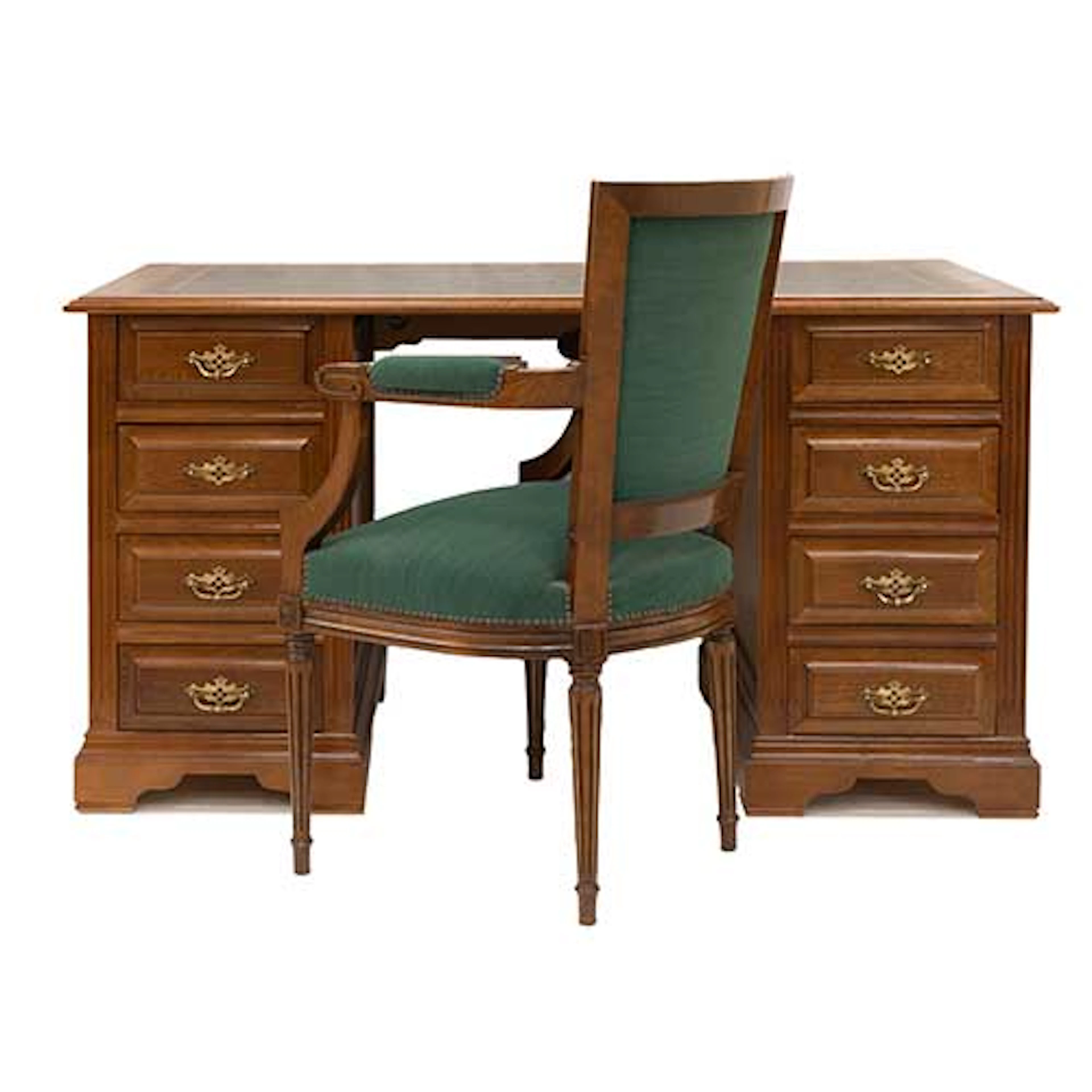 Conjunto de mesa de despacho y silln.