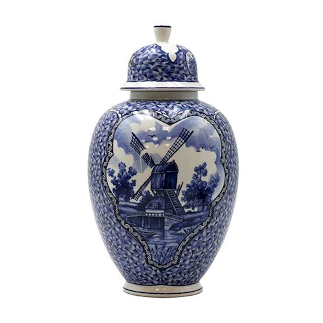 Jarron en porcelana azul y blanco