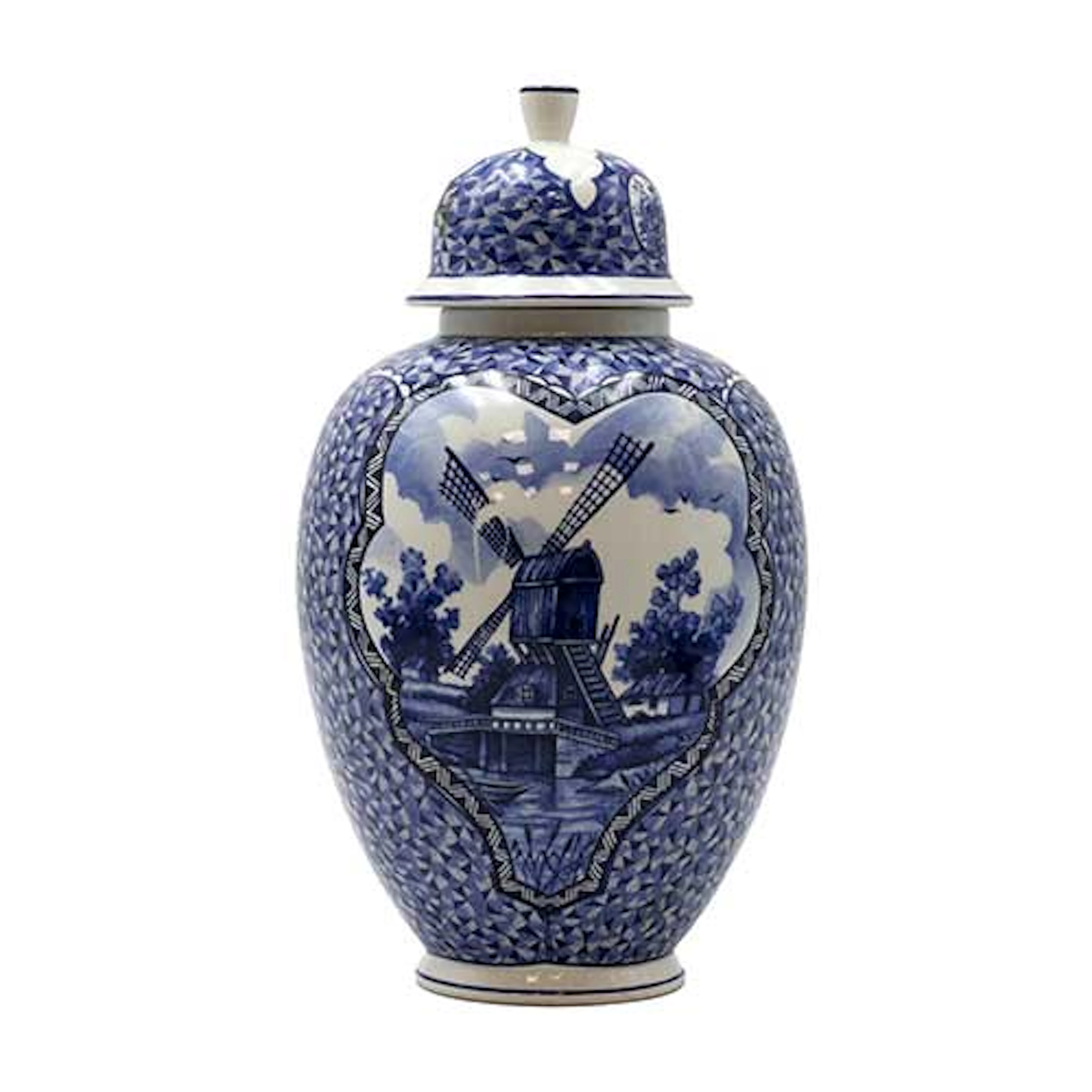 Jarron en porcelana azul y blanco