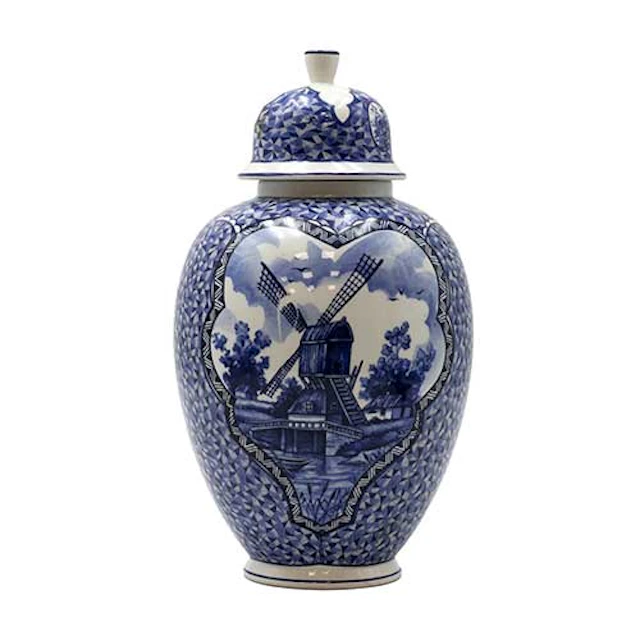 Jarron en porcelana azul y blanco