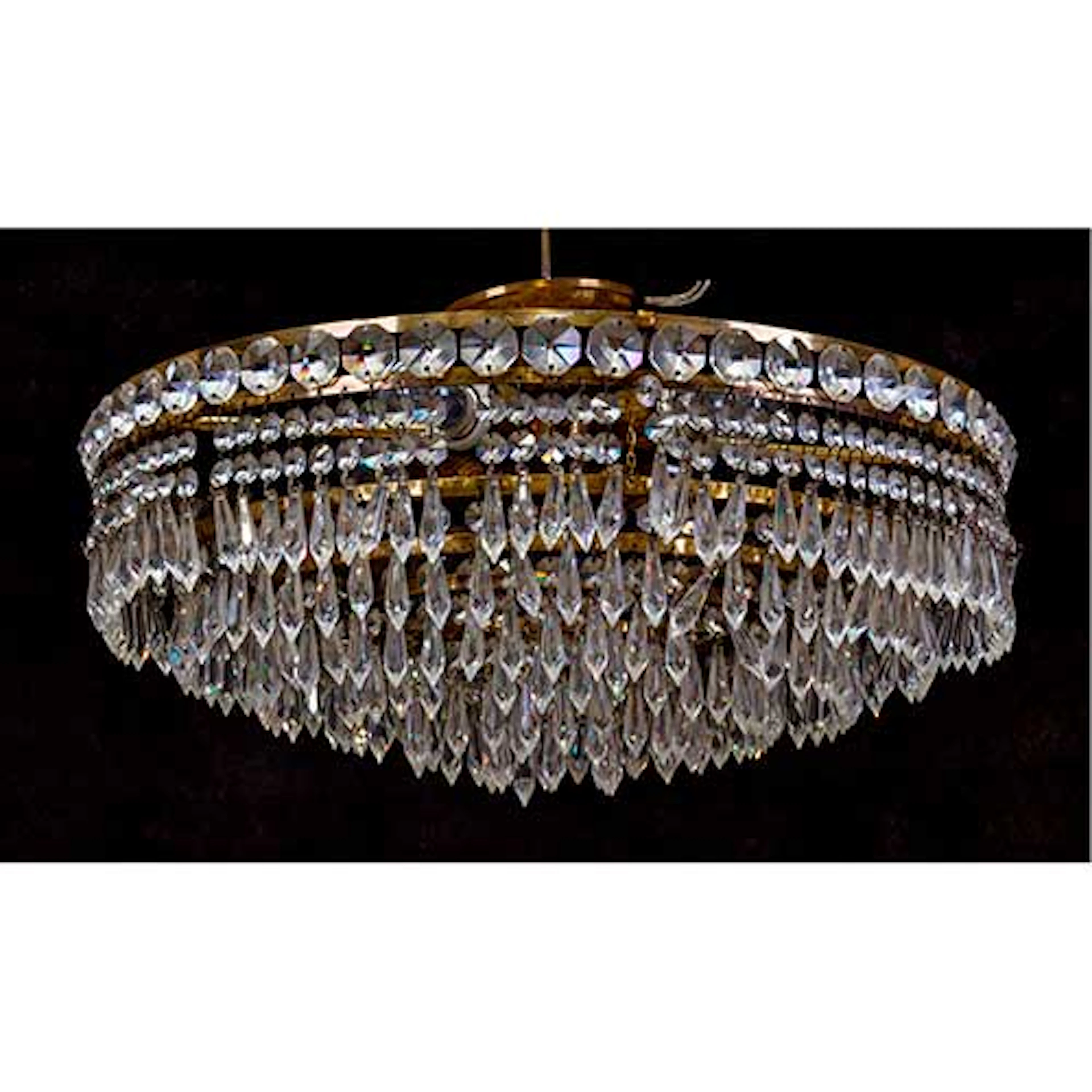 Lmpara de techo en cristal y soporte de bronce de cuatro luces con
