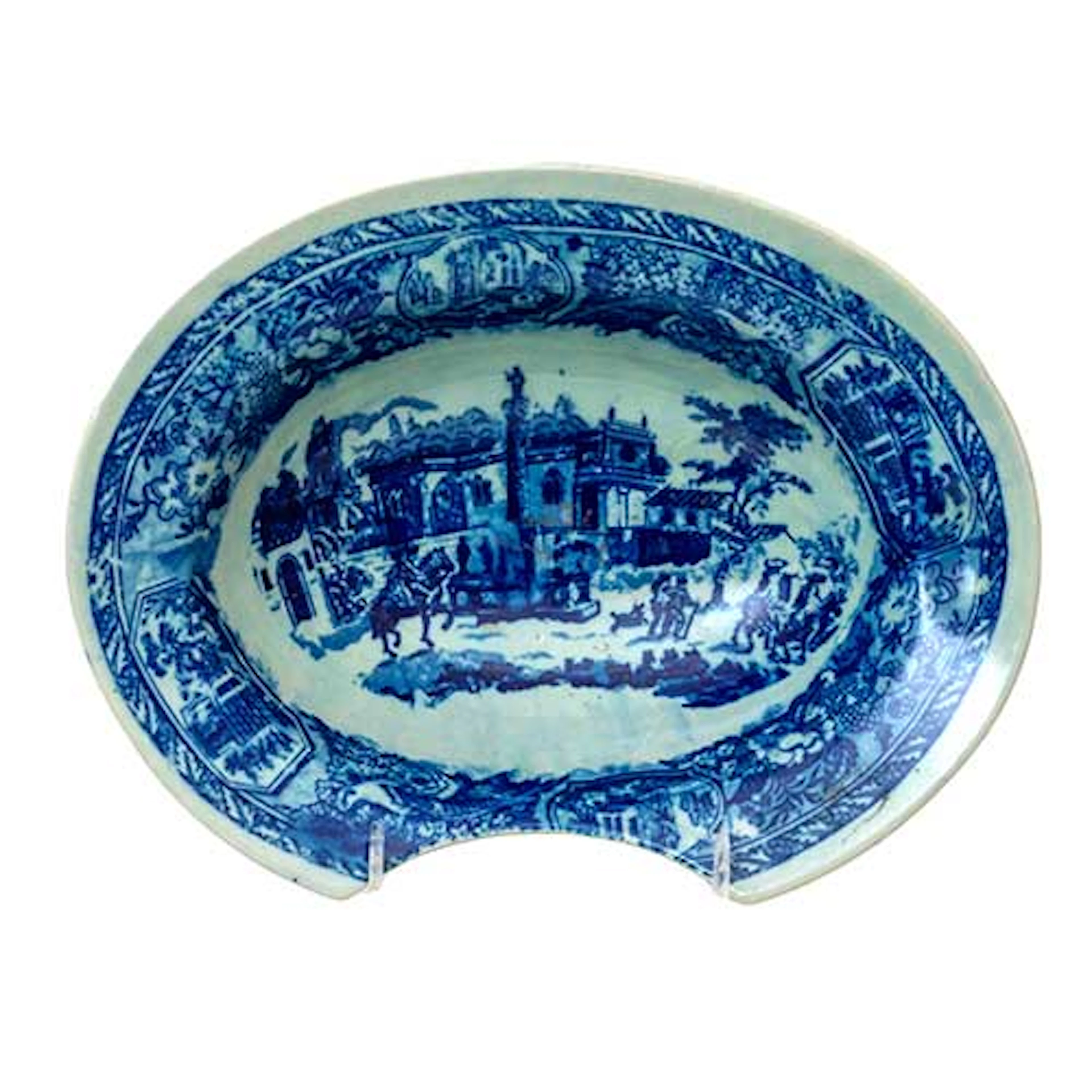 Vaca de barbero en cermica inglesa (Victoria Ware Ironstone ) policromada