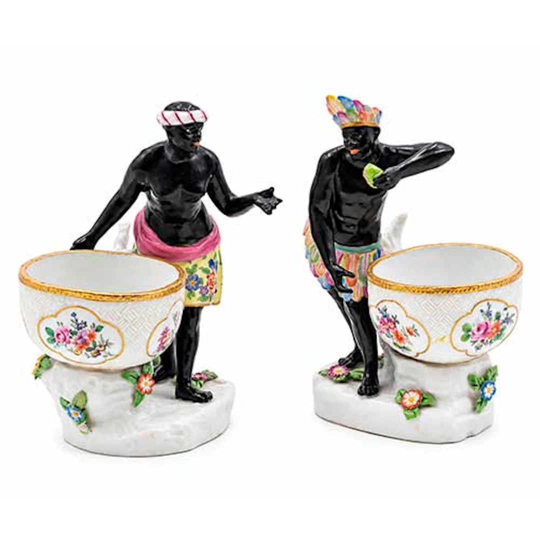 Pareja de porcelanas francesas con marcas de Samson copiando modelos de Meissen