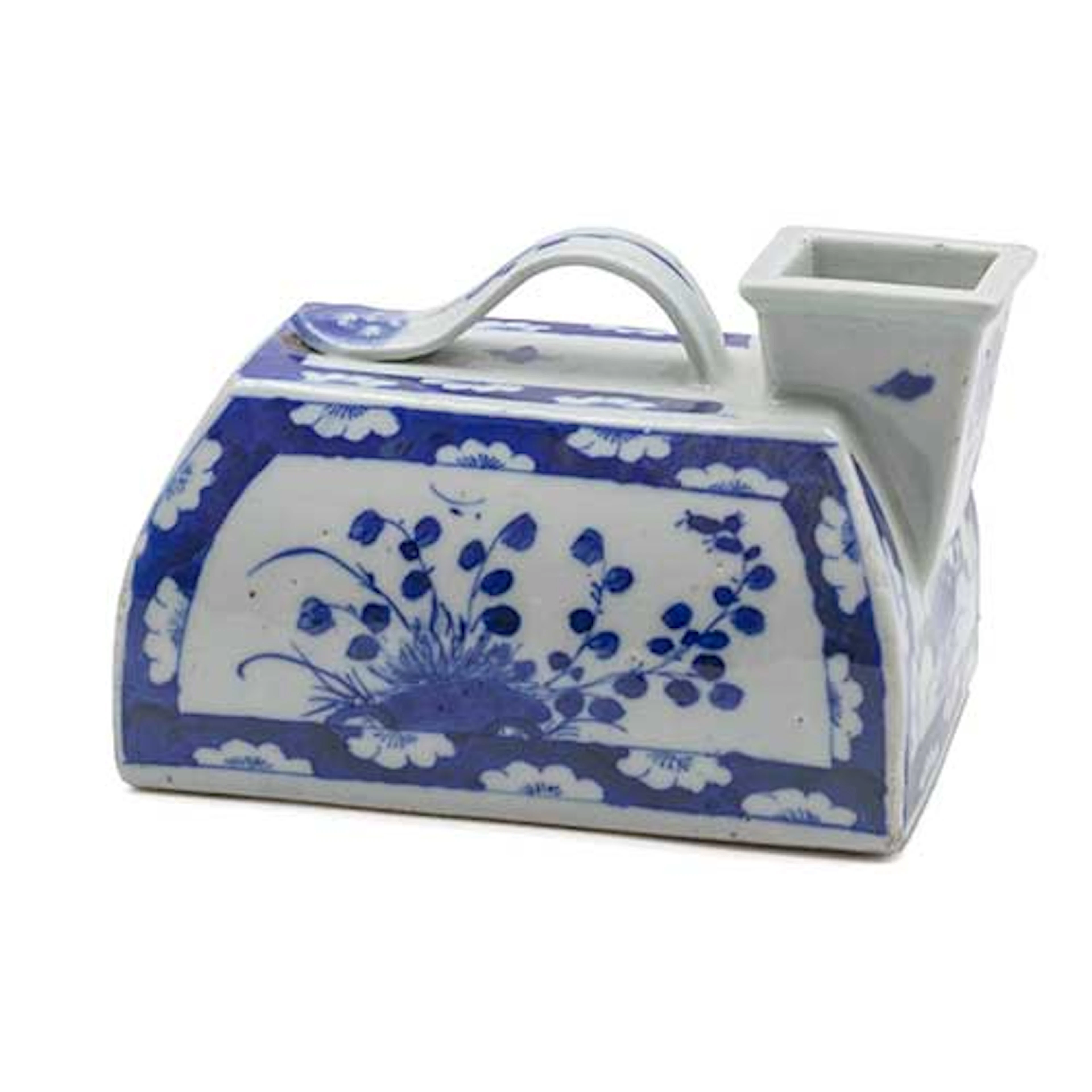 Orinal en porcelana china decoracion blanco y azul