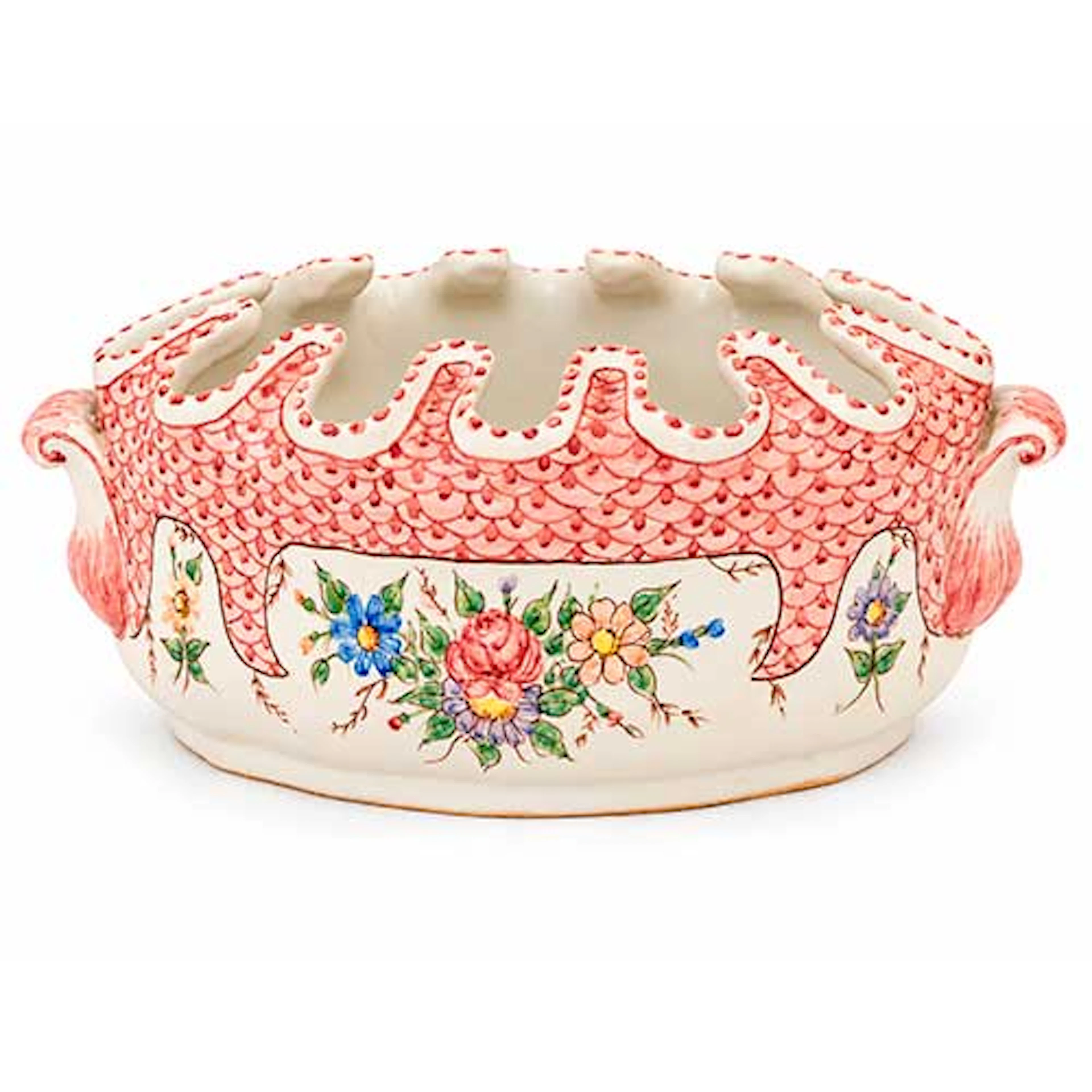 Enfriador de copas en ceramica con decoracin pintada siguiendo modelos