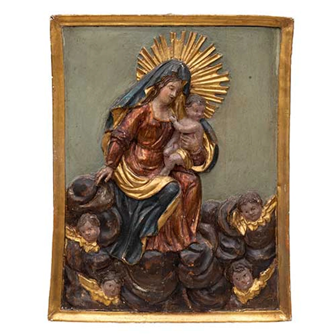 Virgen con nio rodeada de ngeles