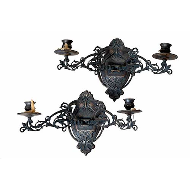 Pareja de apliques de pared en bronce