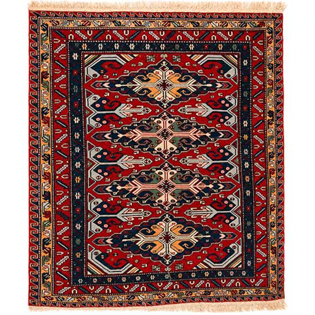 Alfombra caucsica de tcnica Soumak en lana