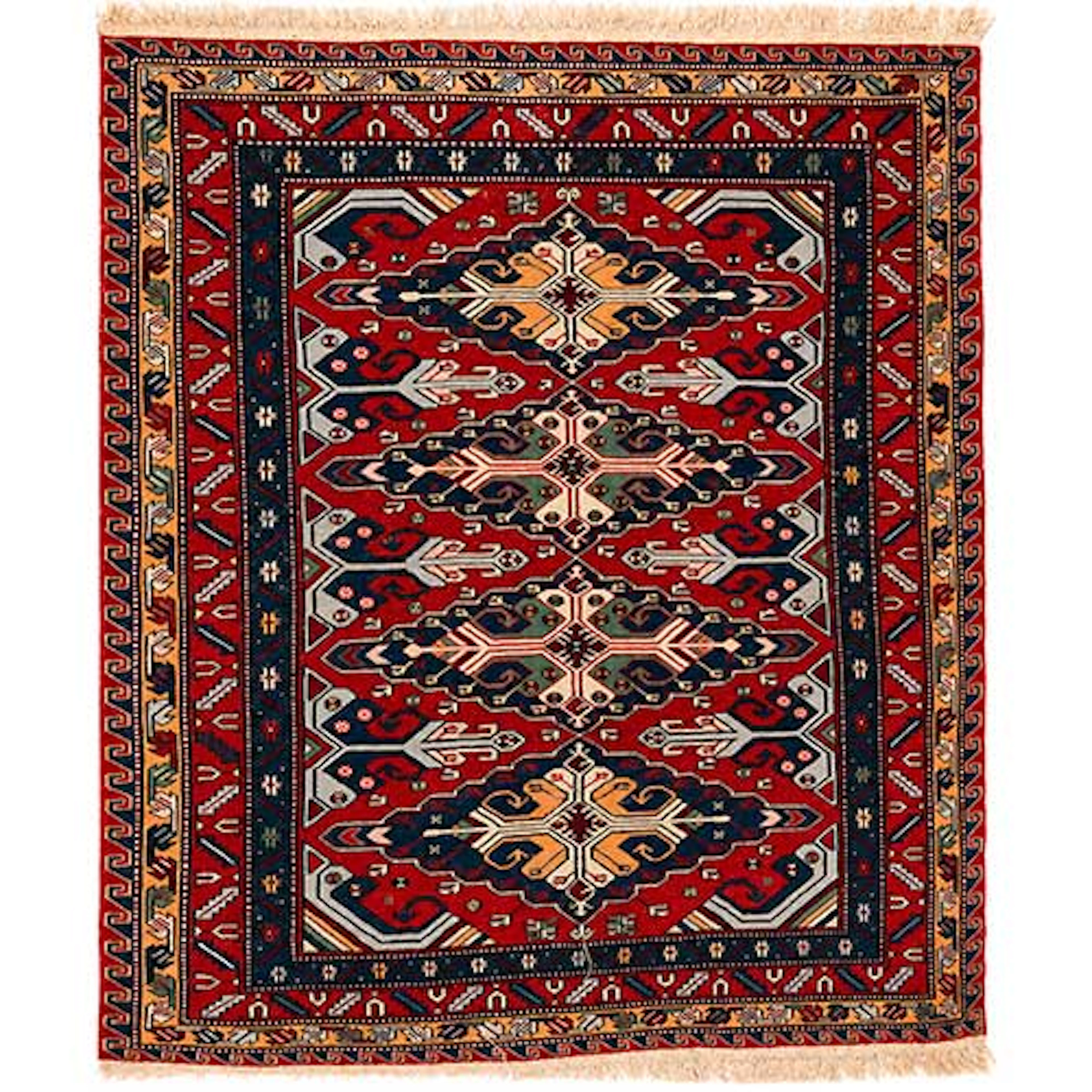 Alfombra caucsica de tcnica Soumak en lana