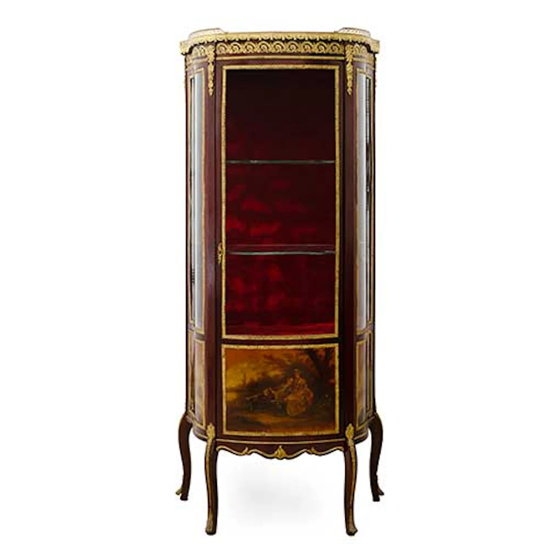 Vitrina Francesa Napolen III en madera patinada y ornamentos en bronce dorado