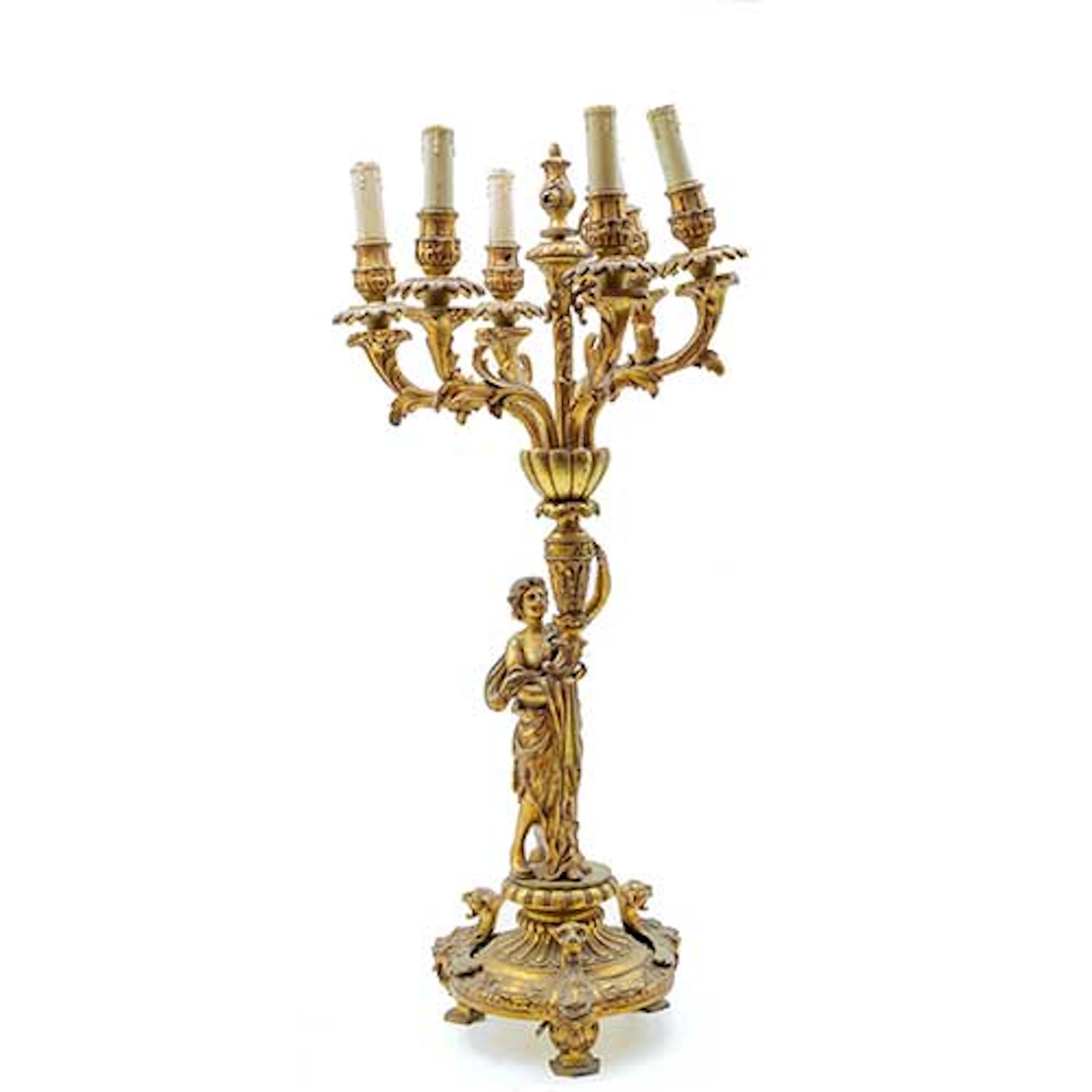 Candelabro en bronce de seis luces