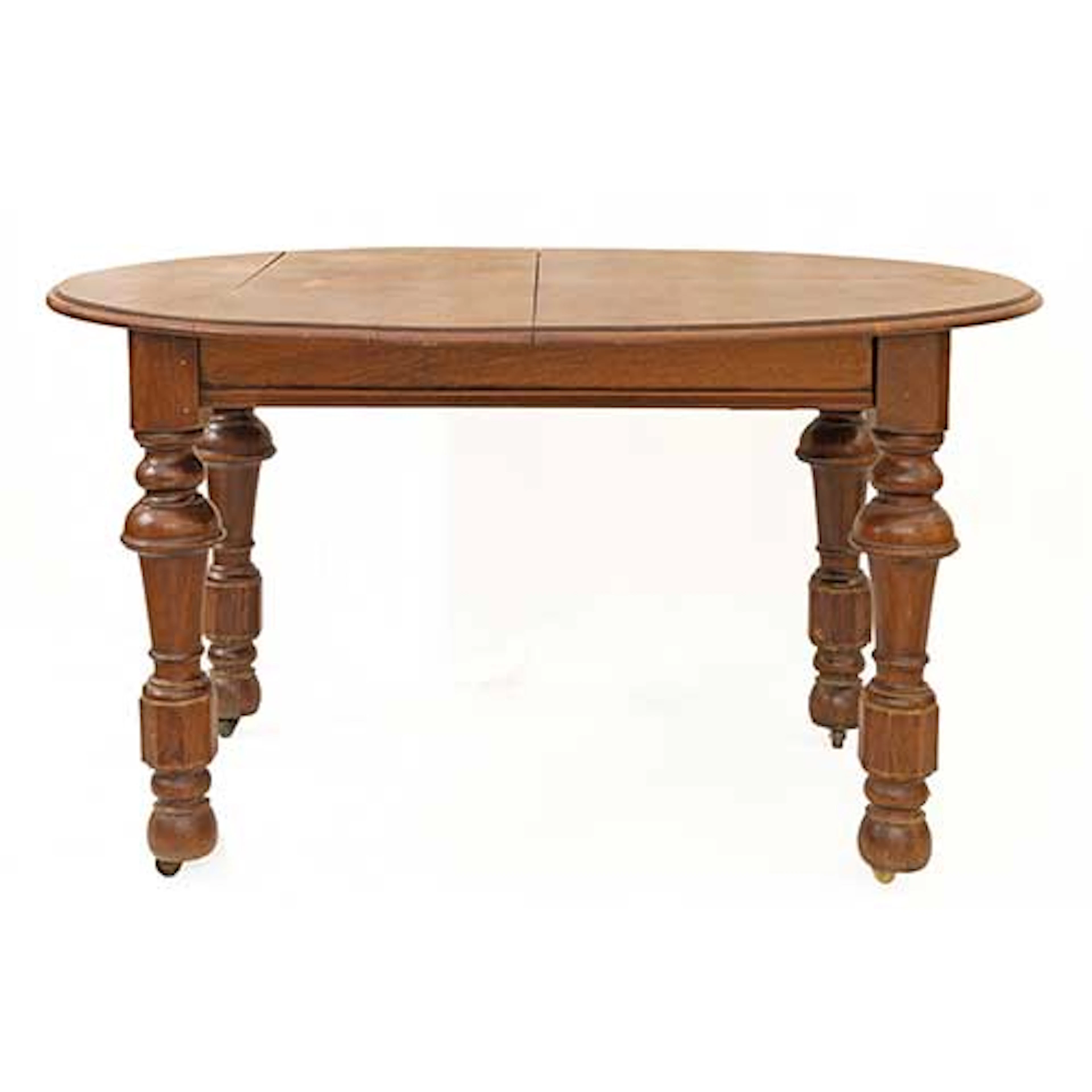 Mesa de comedor inglesa en caoba con patas torneadas S. XIX