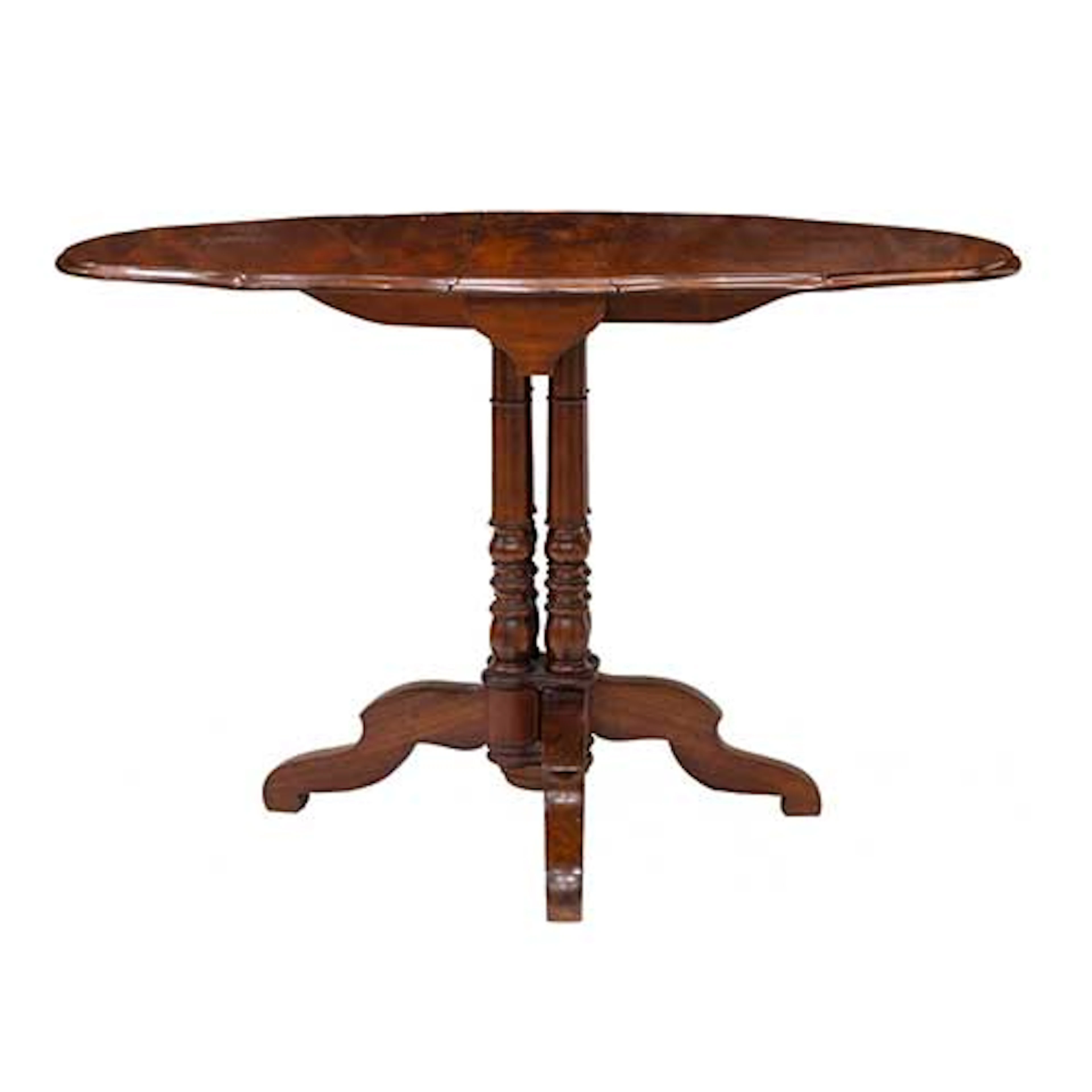 Mesa de alas en caoba con patas torneadas plegables siglo XIX