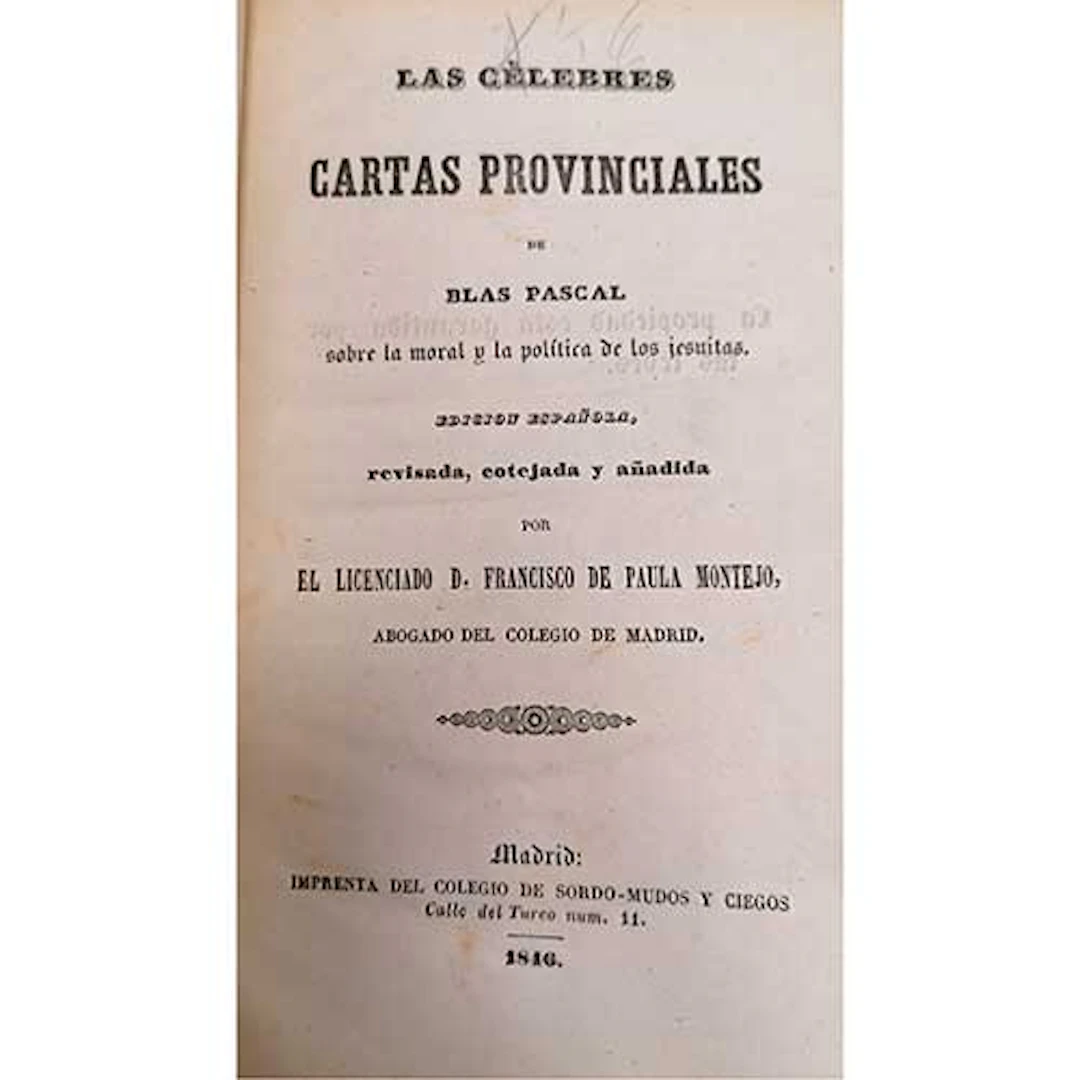Las clebres cartas provinciales de Blas Pascal sobre la moral y la