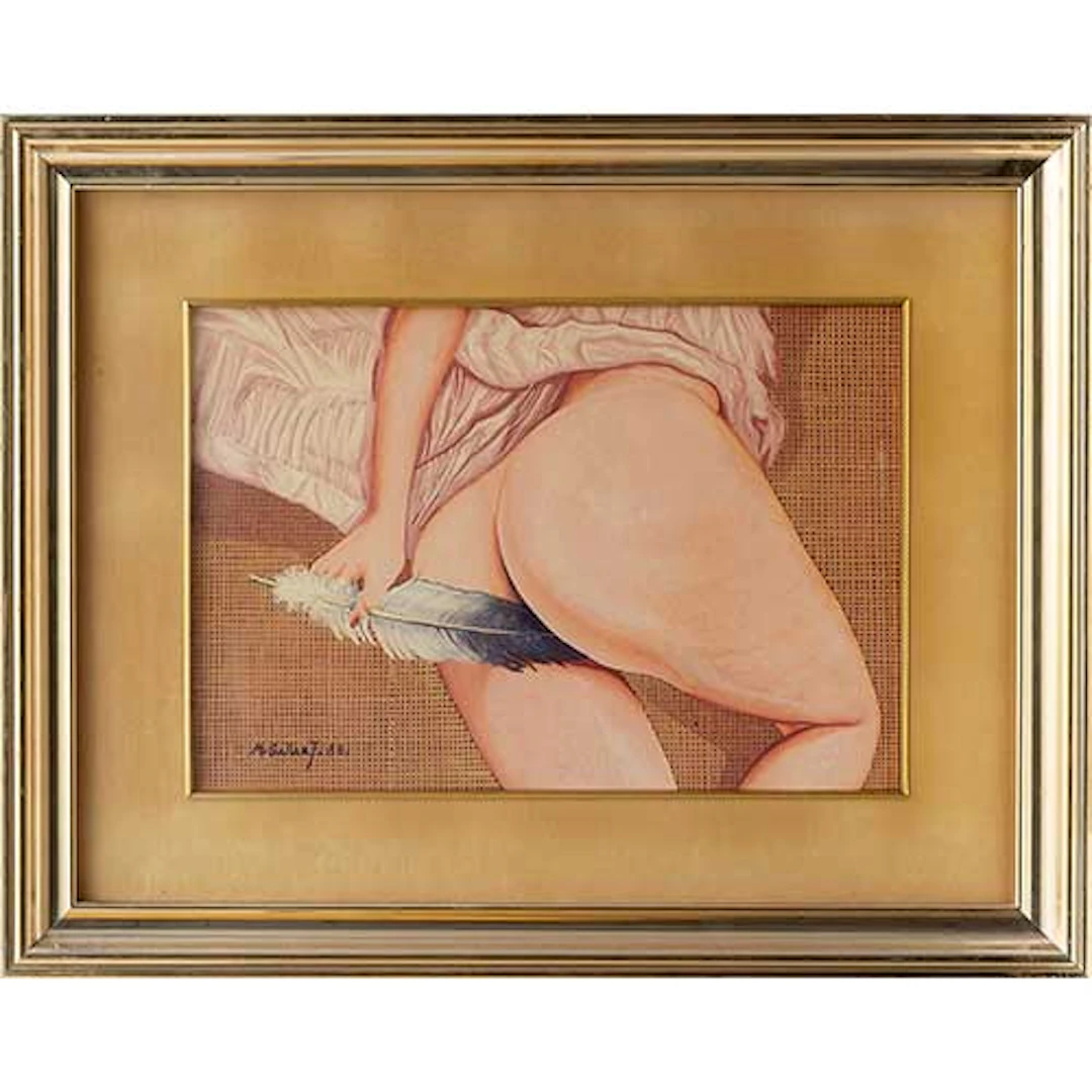 Desnudo de mujer con pluma
