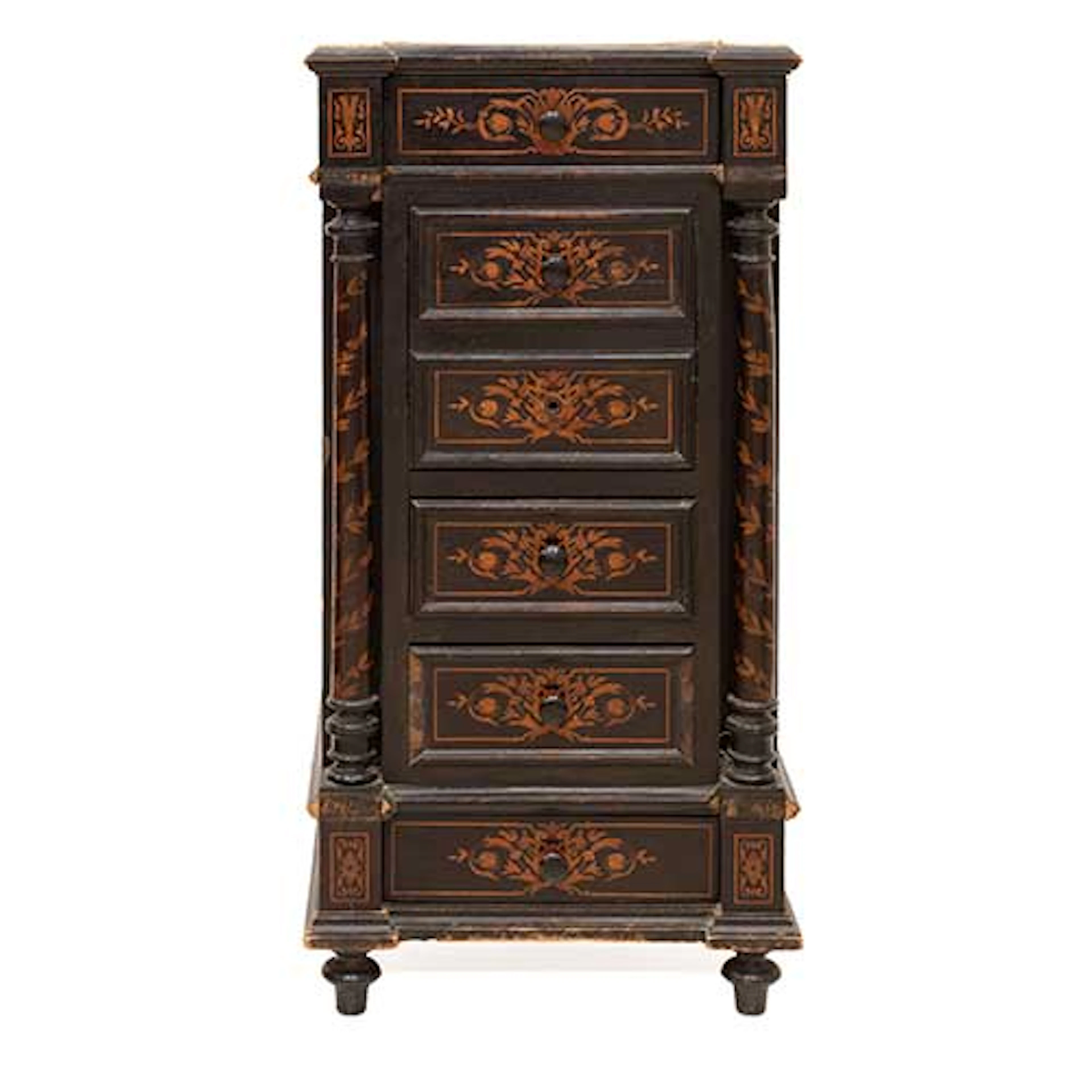 Mesilla Napolen III en madera ebonizada y marquetera floral.Consta