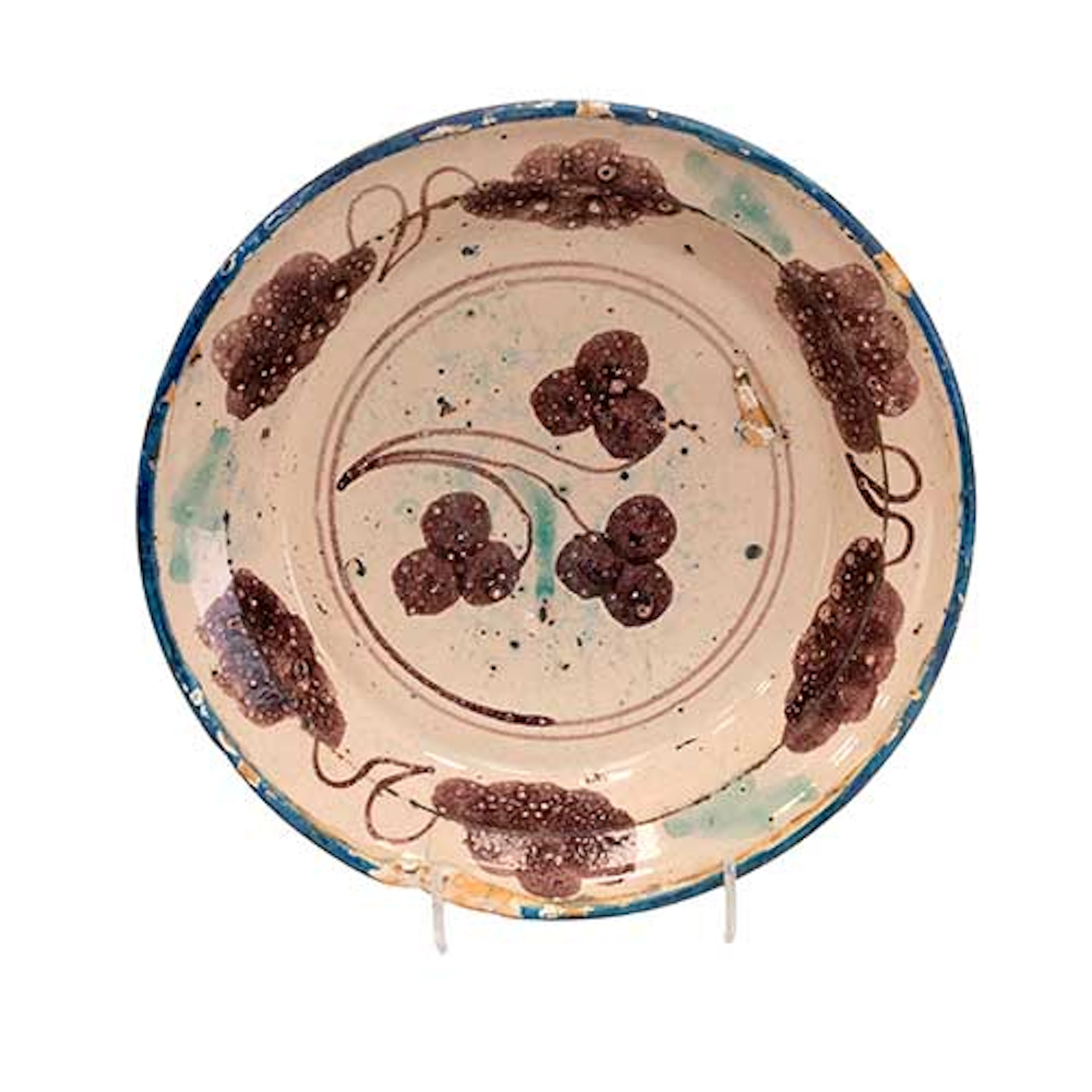 Plato en cermica de Ribesalbes con decoracin esponjado
