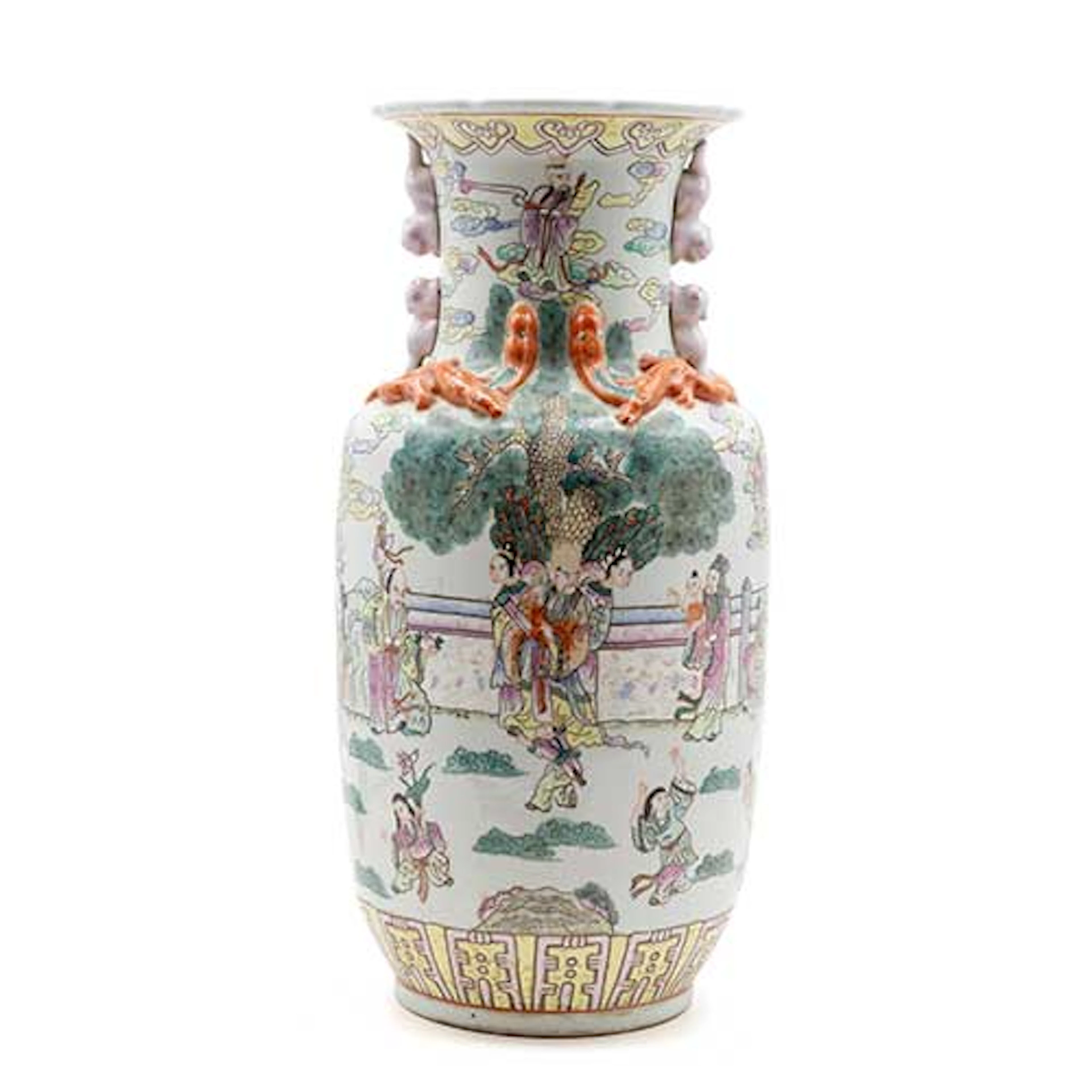 Jarrn chino Cantn en porcelana con decoracion pintada
