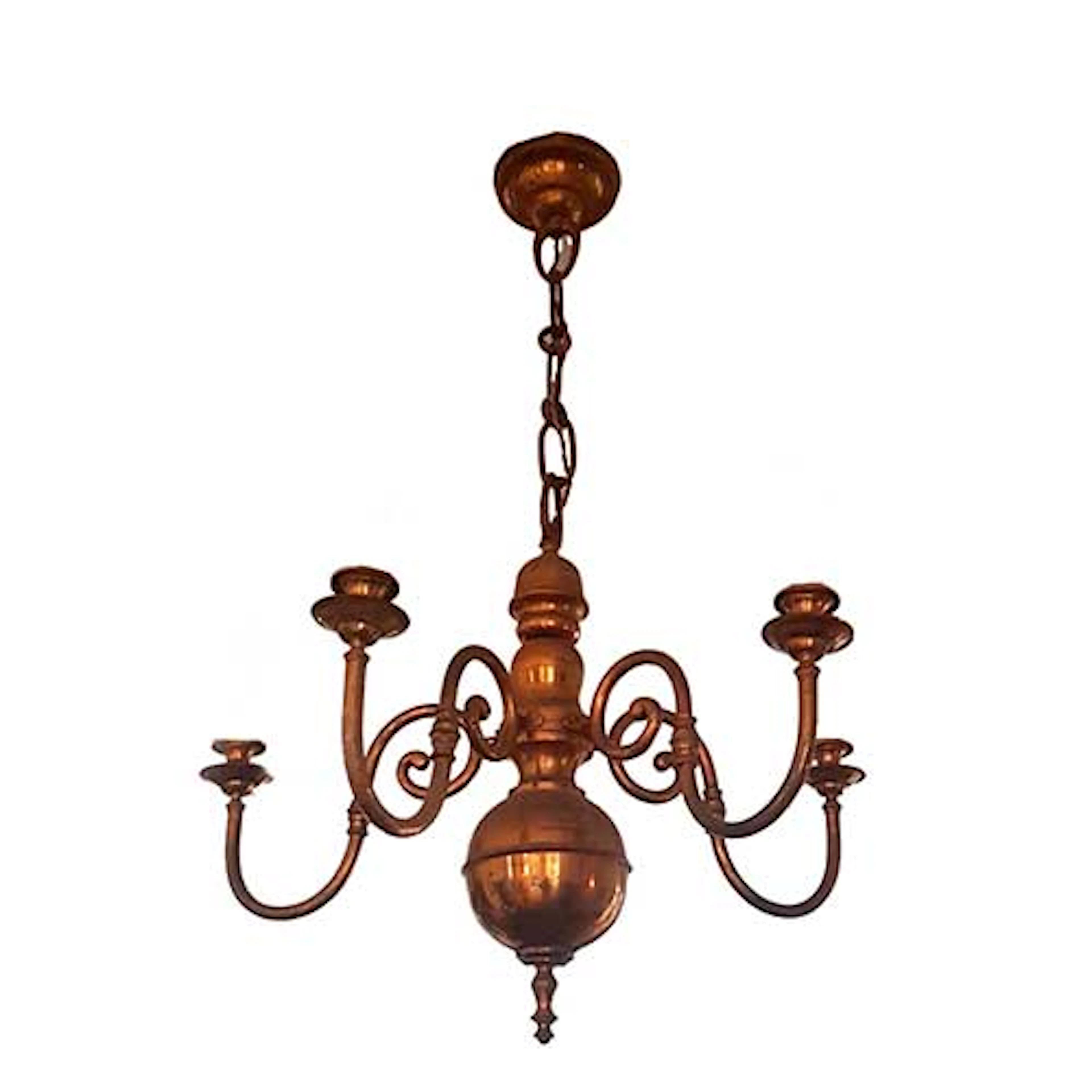 Lmpara estilo holands en metal dorado de 4 luces.