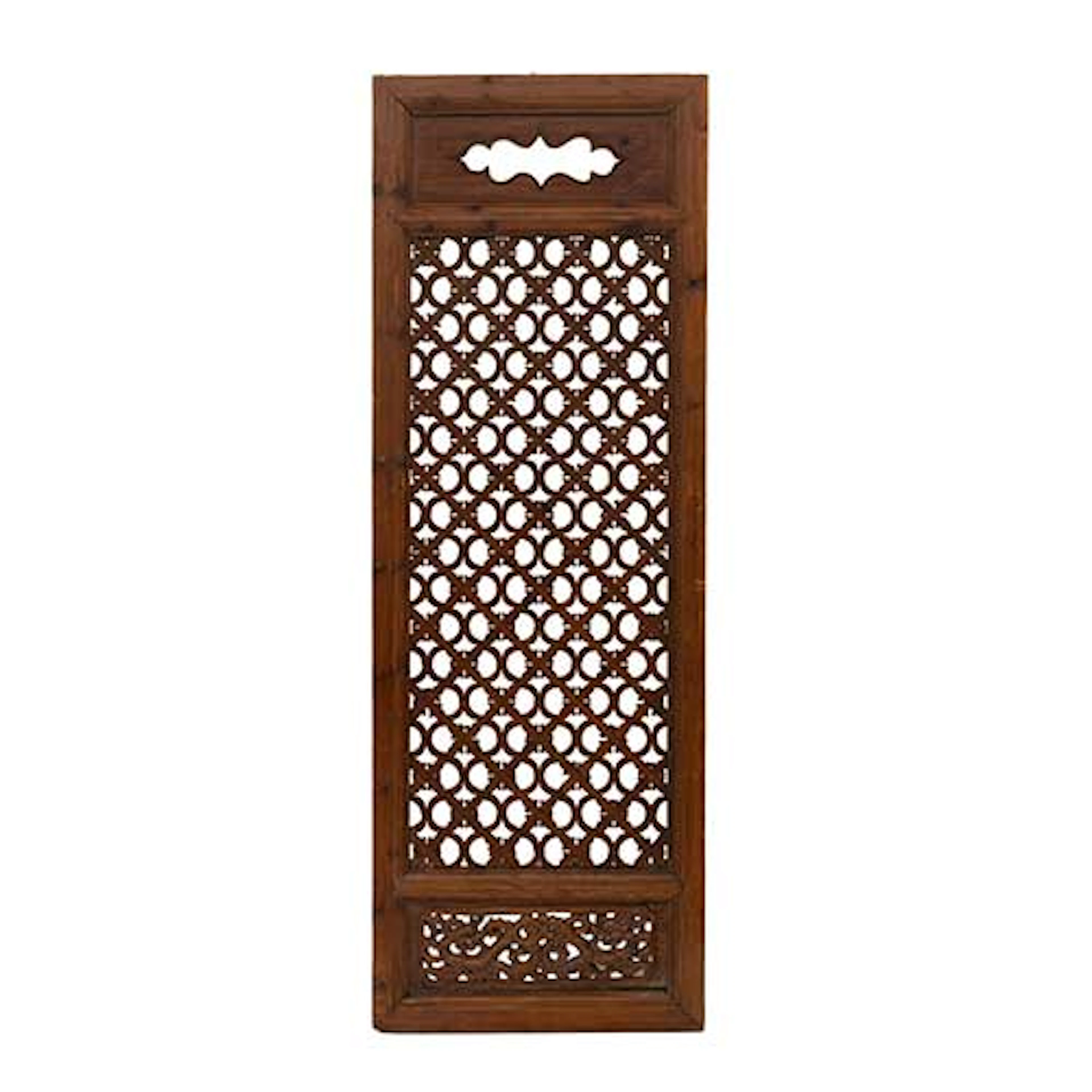 Panel de tracera oriental en madera tallada y calada.