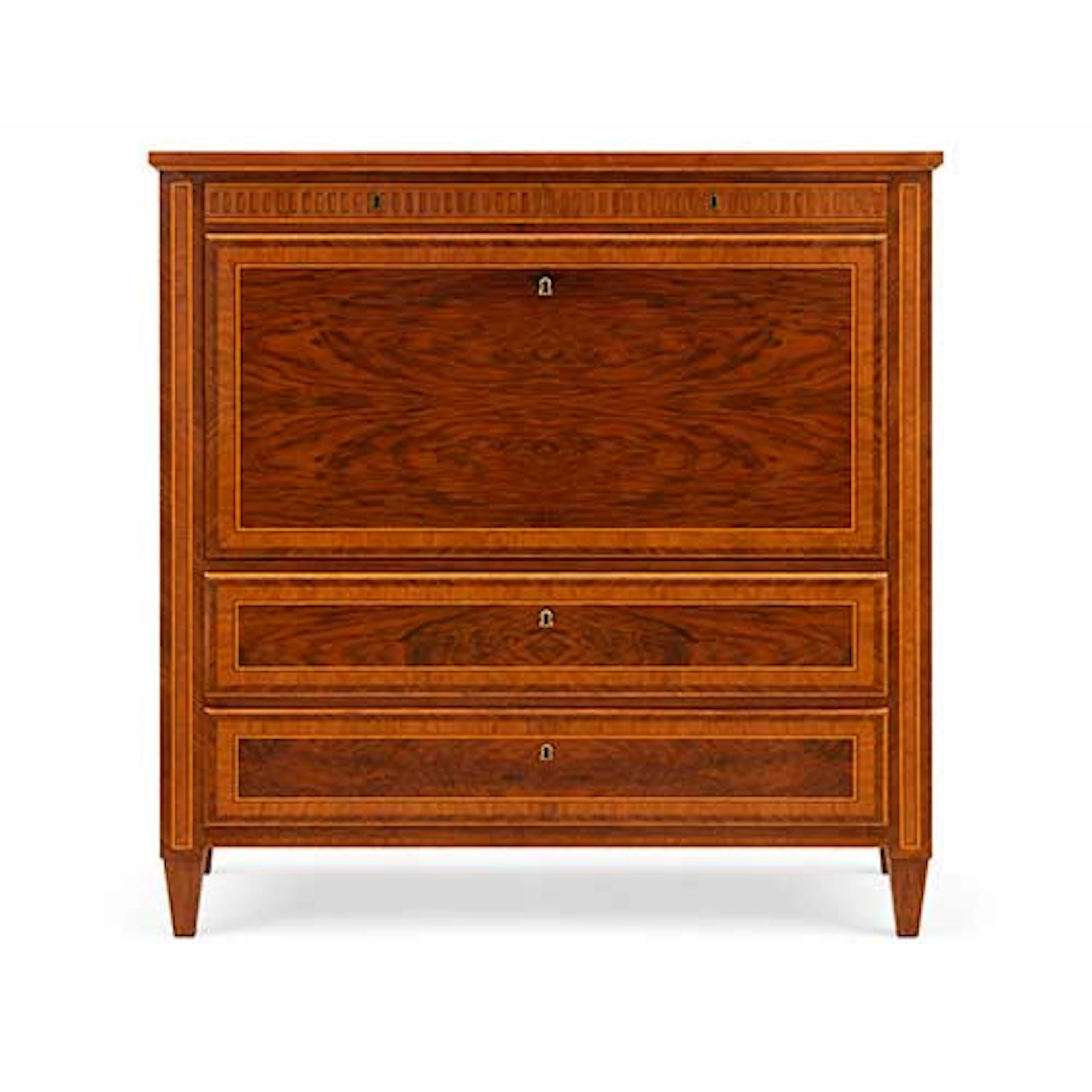 Gran secretaire - abattant de estilo Luis XVI con cuatro cajones y