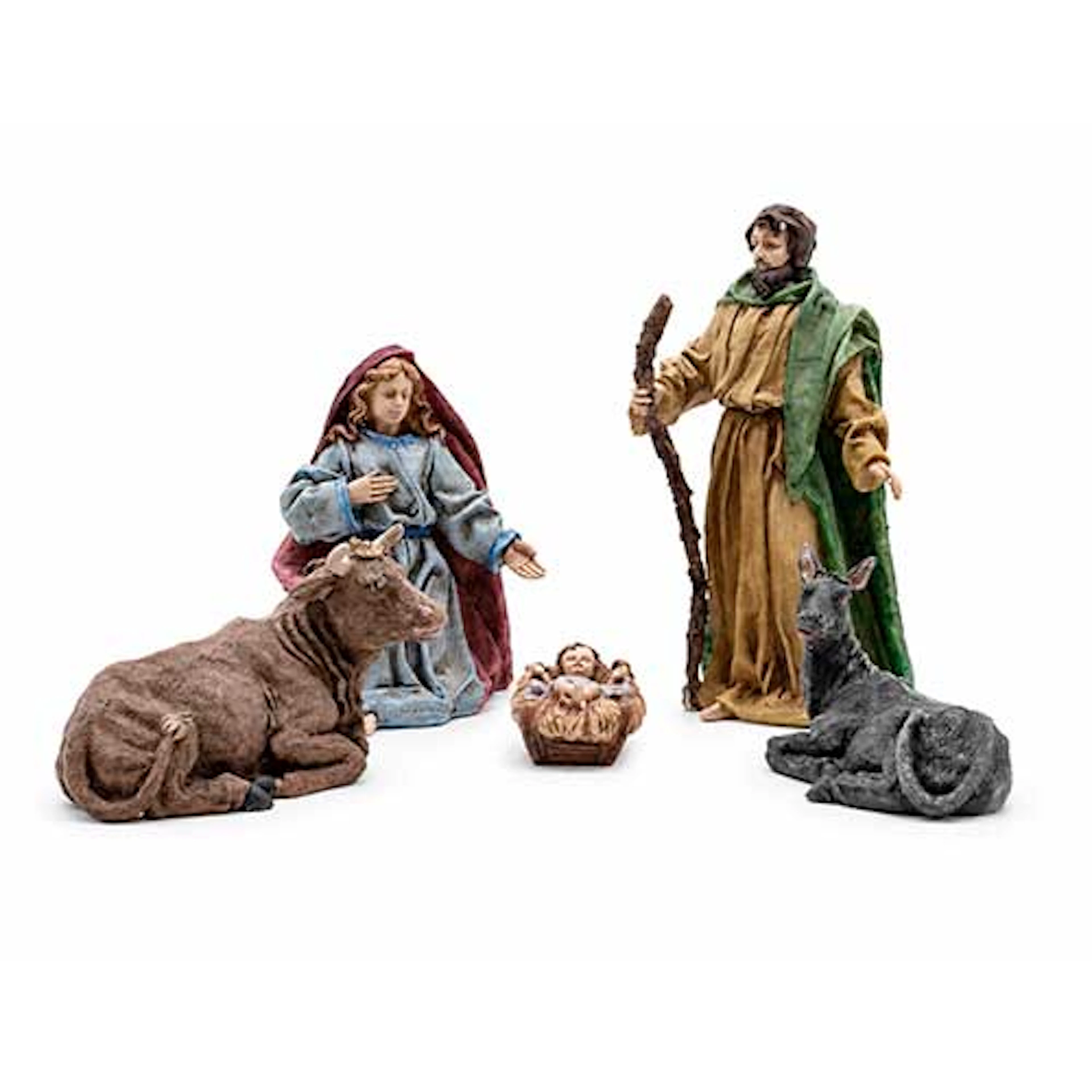 Natividad en resina policromada con imitacin de tela