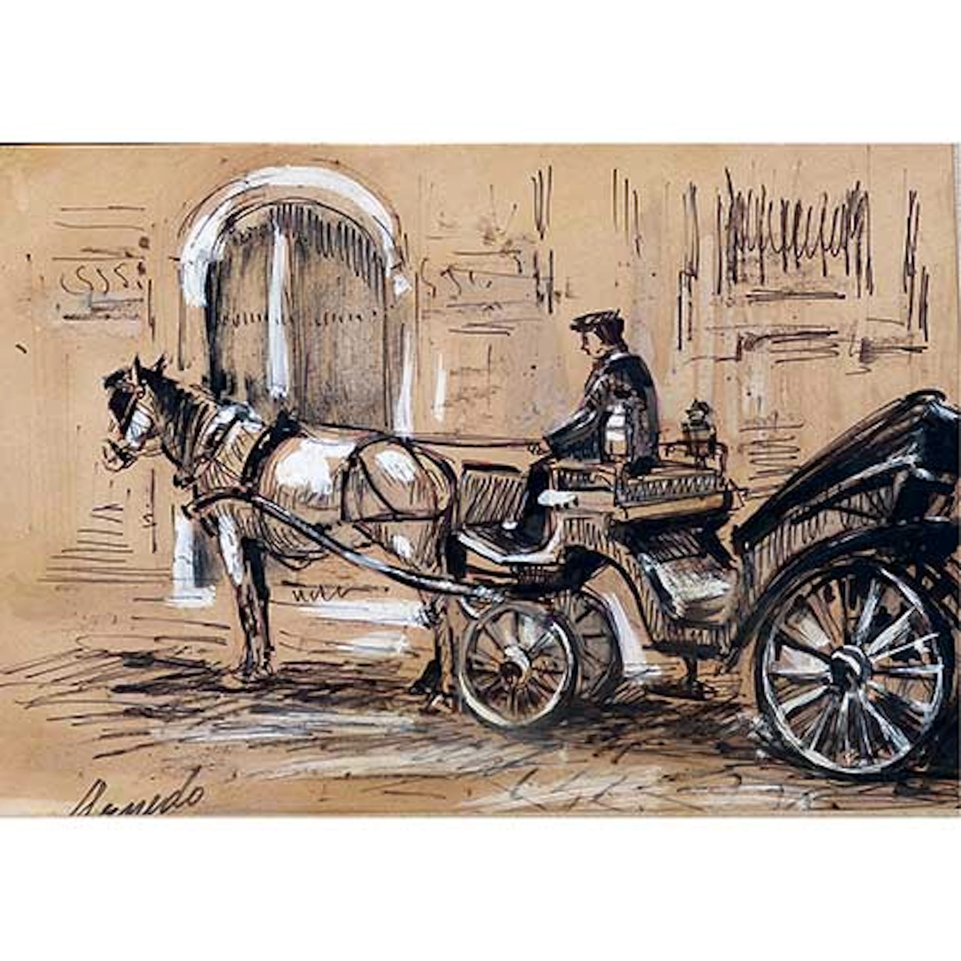 Carruaje con caballos.