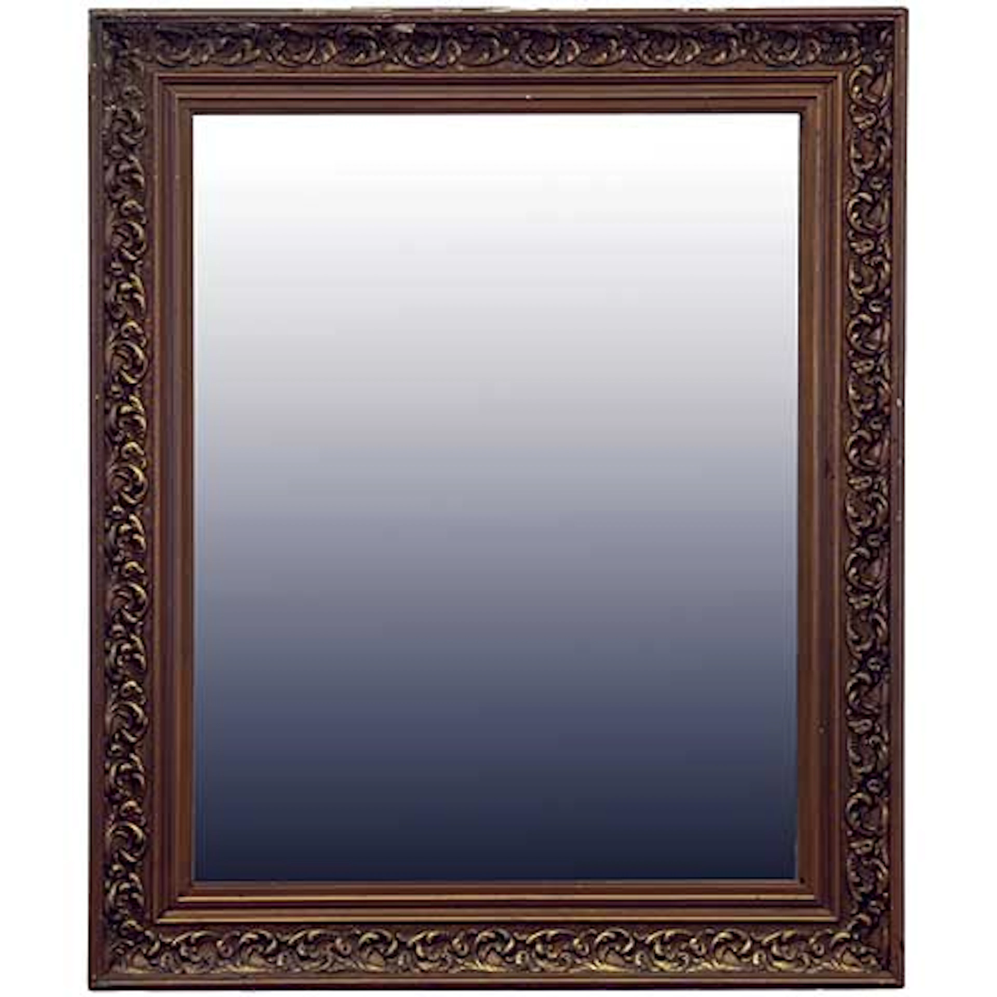Espejo en estuco dorado rectangular, con guirnalda decorativa en la