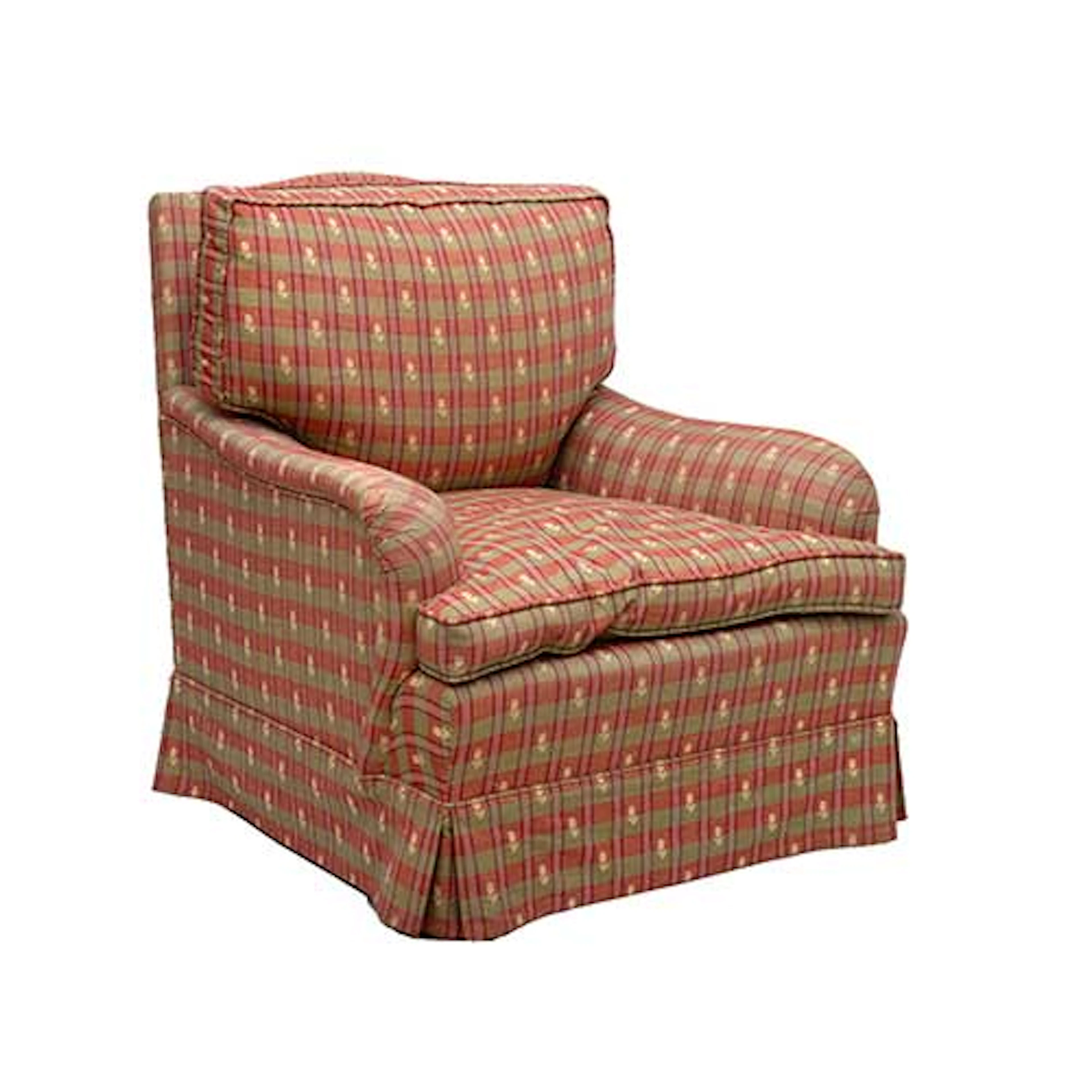 Sillon con tapiceria de cuadros roja y verde