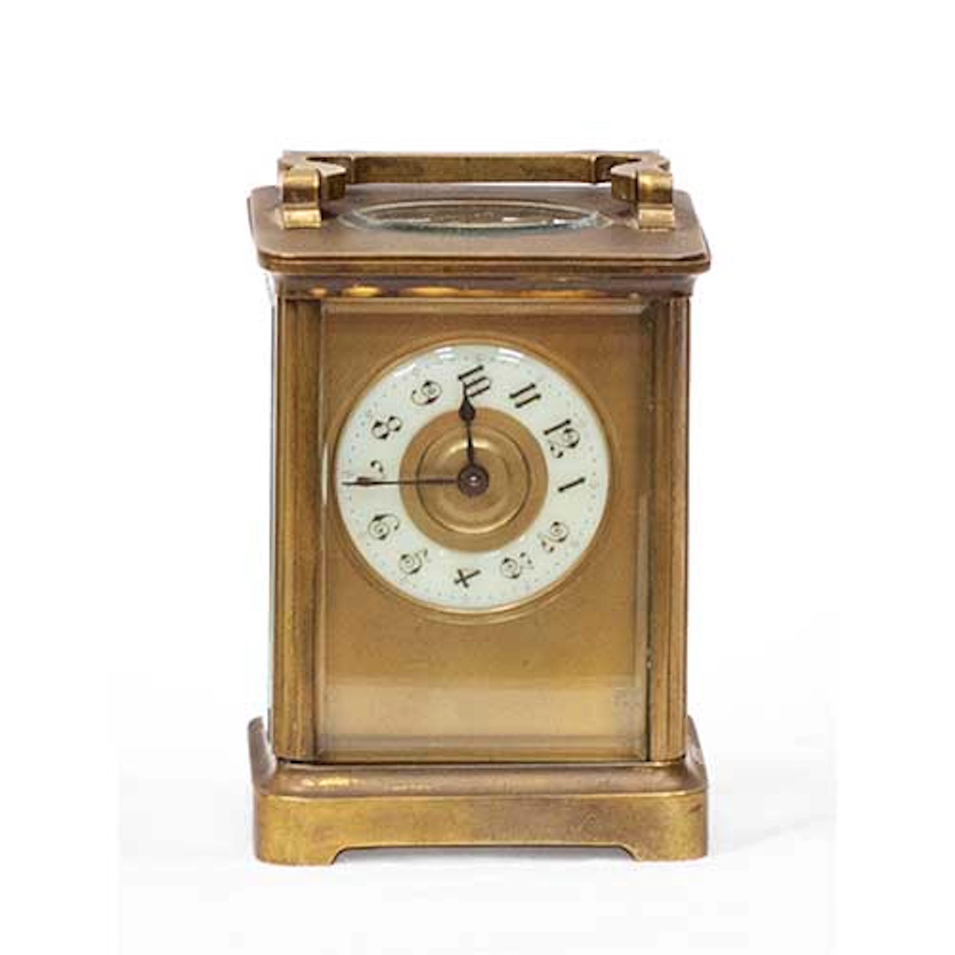Reloj de cabecera en cristal y bronce