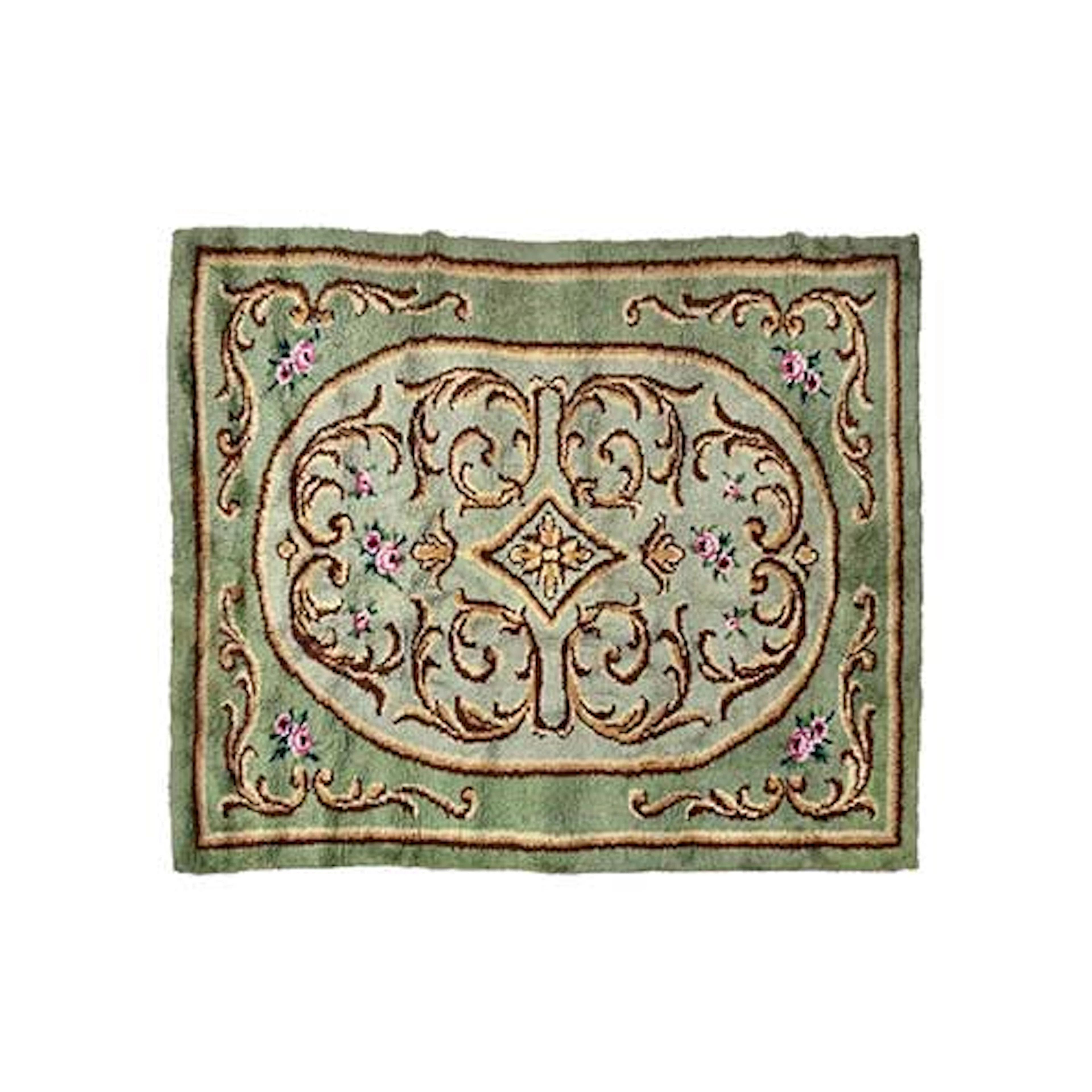 Alfombra en nudo espaol con roleos y flores