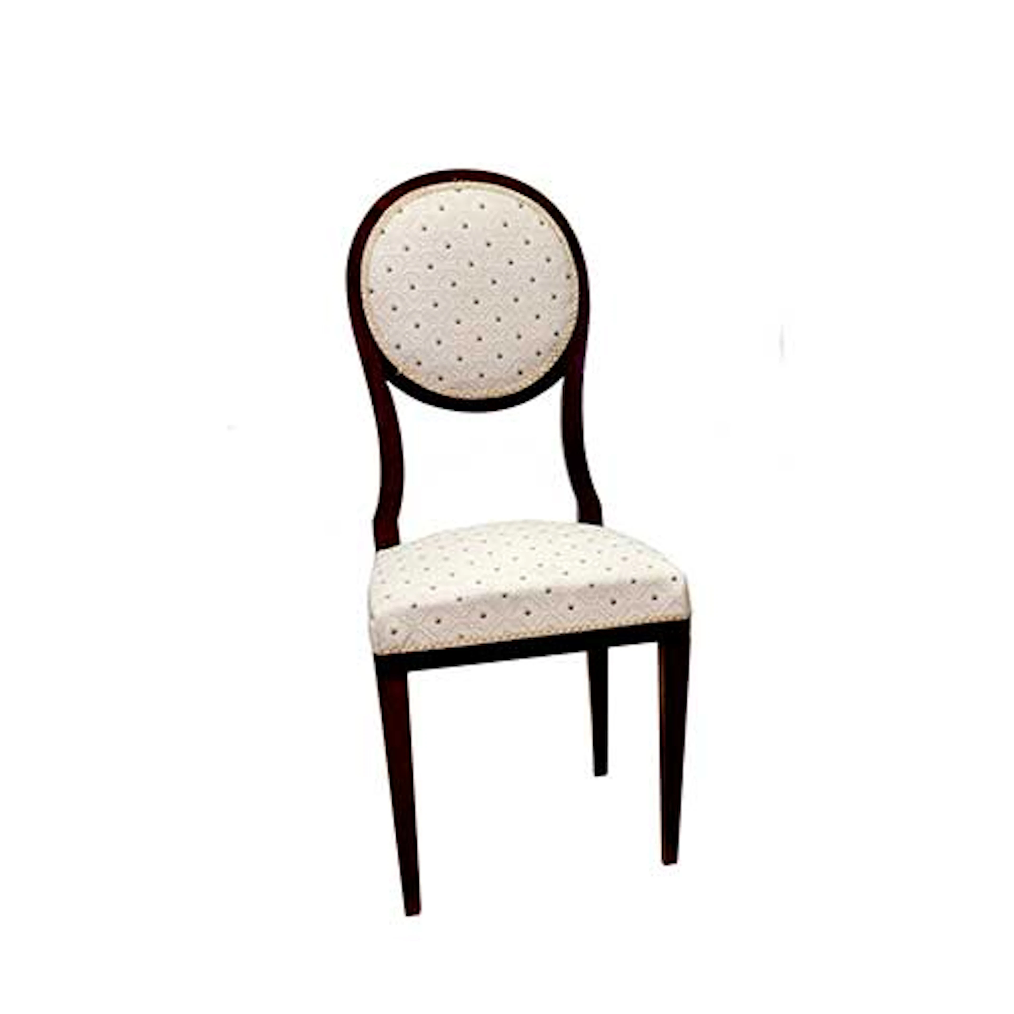 Silla en madera con respaldo de medalln estilizado