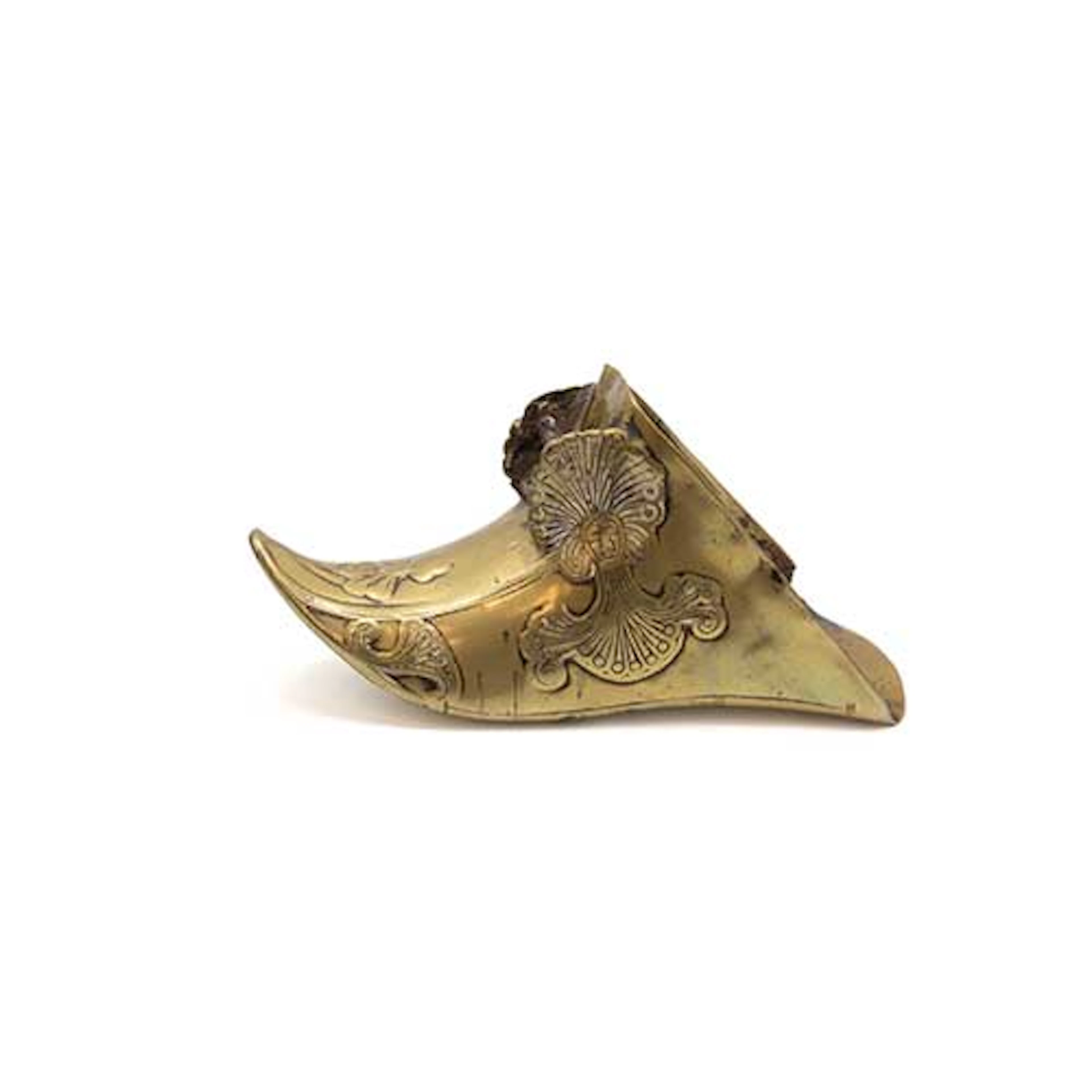 Estribo colonial realizado en bronce con forma de zueco o zapato con