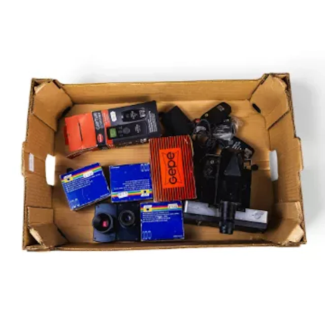 A collection of items to include Polaroid CU-5 Close-Up Land camera
