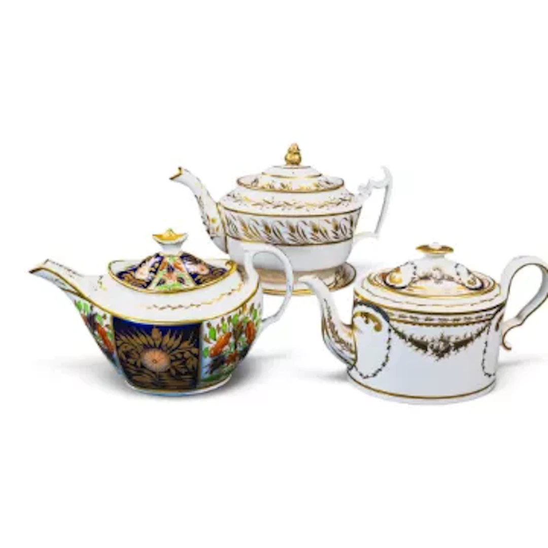 A group of 3 English porcelain 19th century teapots by various manufacturers