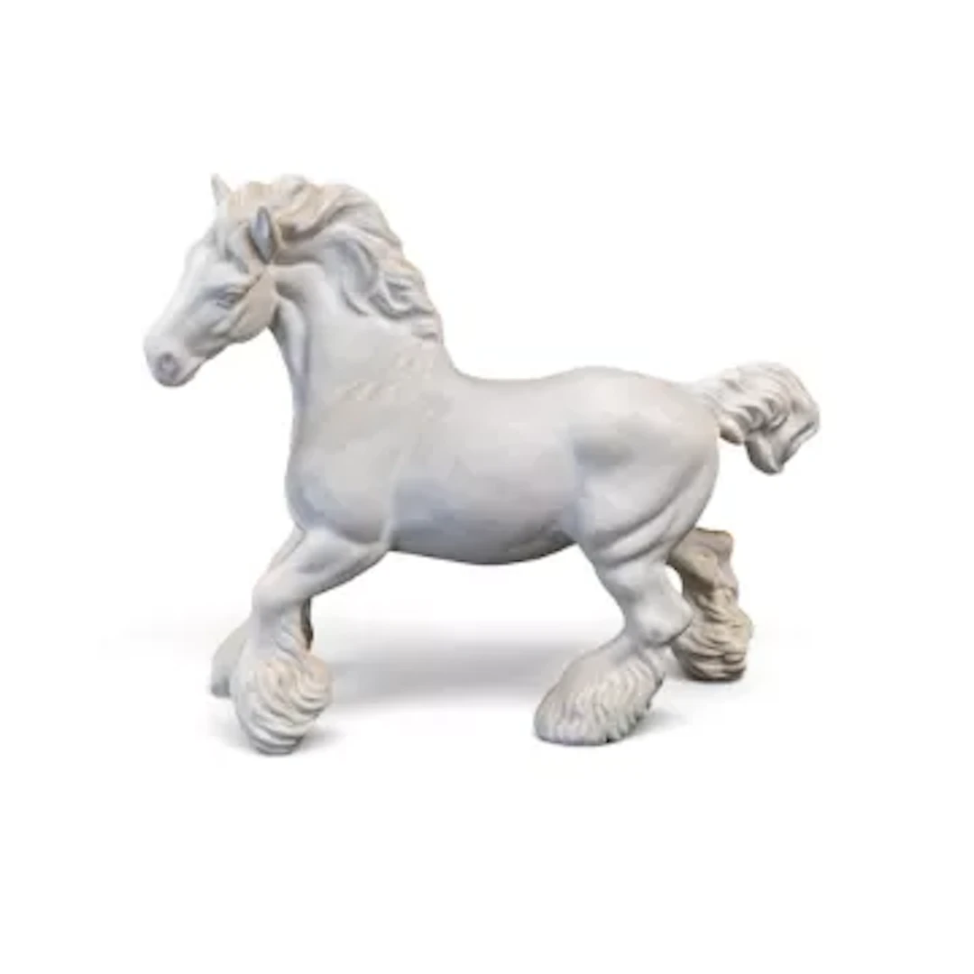 A Beswick model of a Cantering Shire horse in satin white, model 975, h.21cm.