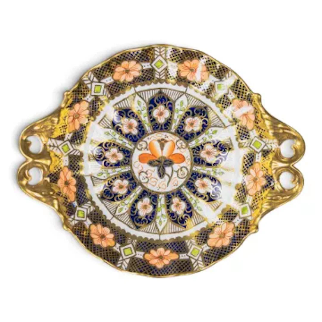 A Royal Crown Derby A730 Imari pattern handled Bon Bon dish, decorated
