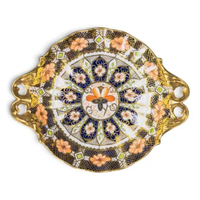 A Royal Crown Derby A730 Imari pattern handled Bon Bon dish, decorated