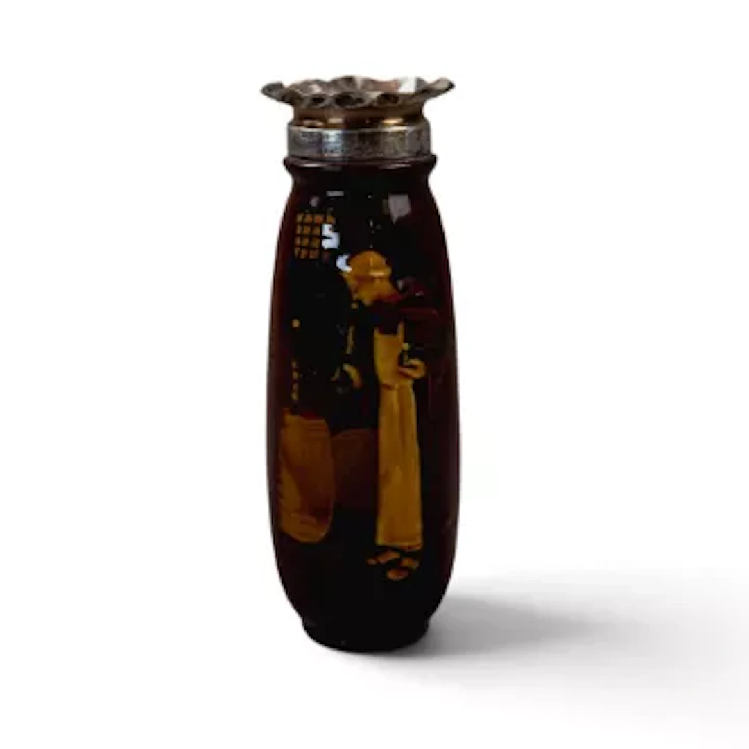A Royal Doulton early 20th century Kingsware vase with a mounted fluted