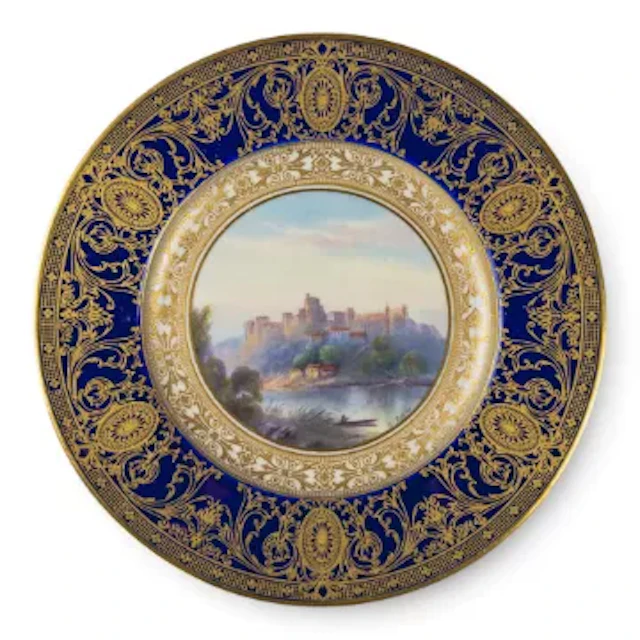 A Royal Worcester plate decorated with landscape scene of Windsor