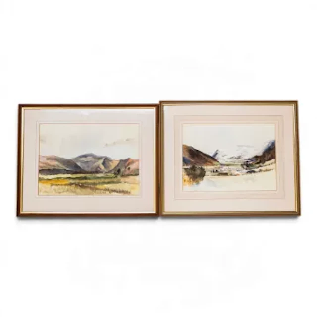 Two framed landscape watercolour paintings to include a Mountainous