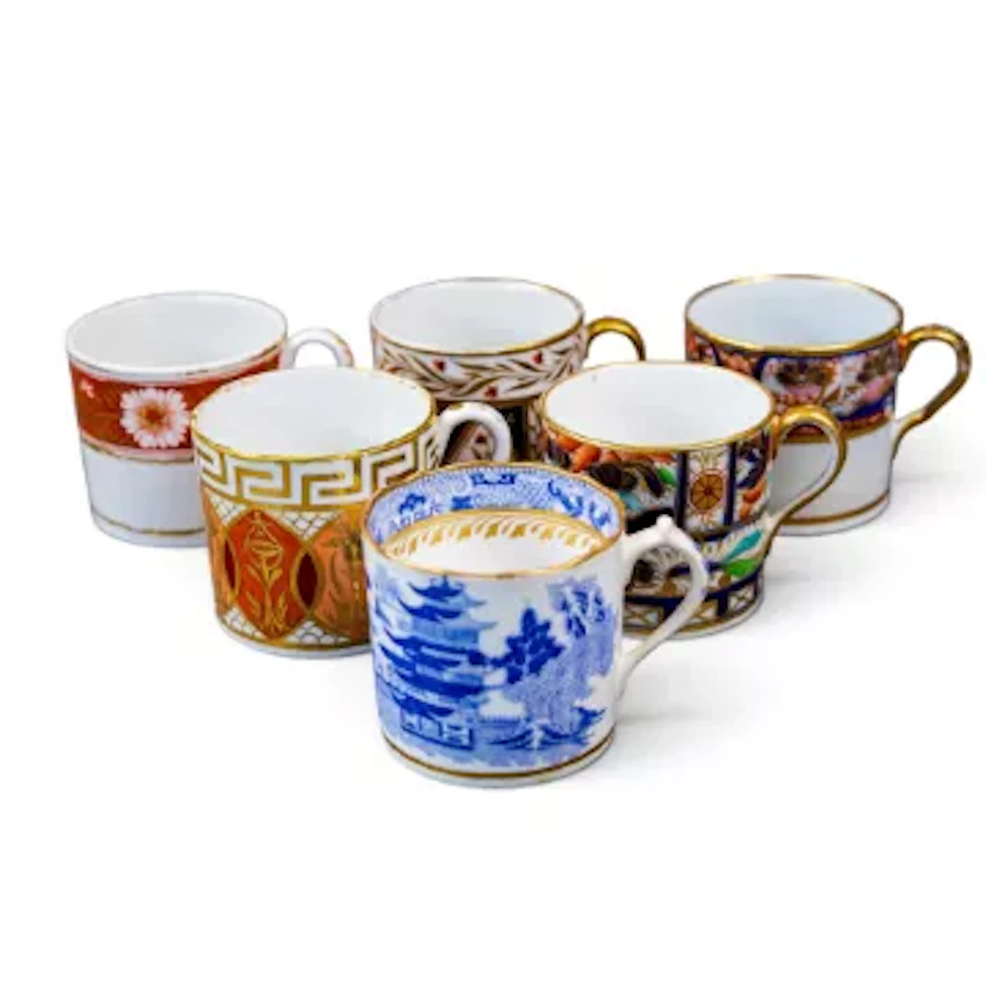 A group of six English porcelain coffee cans, all 19th century, by