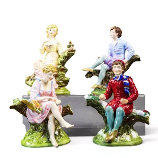 Reg Johnson porcelain figures, The Seasons. Autumn, Winter, Summer