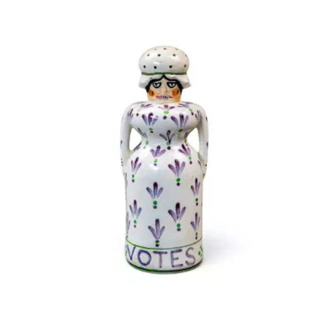 A sugar sifter by Aluminia pottery (Copenhagen) in the form of a woman