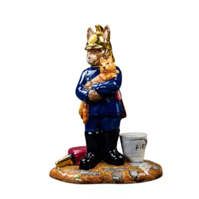 Royal Doulton Bunnykins figure Fireman Bunnykins DB376, special gold