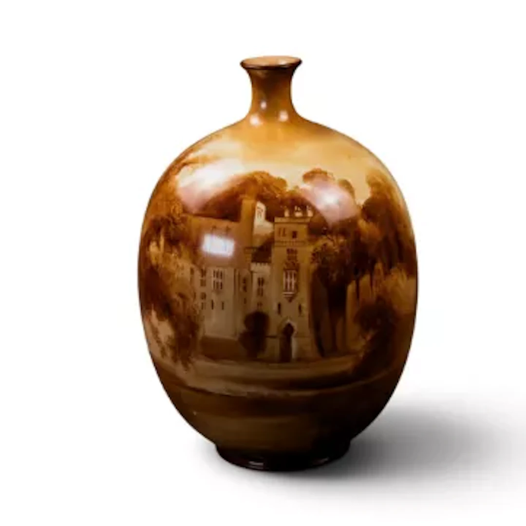 A Doulton Burslem late 19th century vase featuring Little Moreton