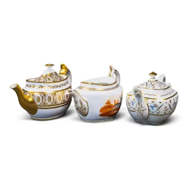 A group of 3 English porcelain 19th century teapots by various manufacturers