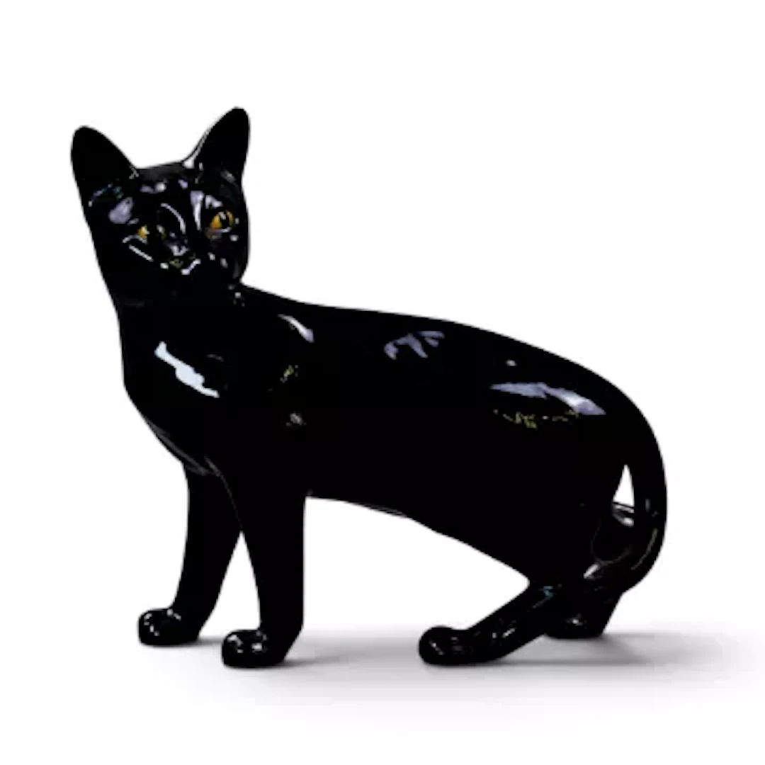 An unusual Royal Doulton black cat, transitional model, frequently